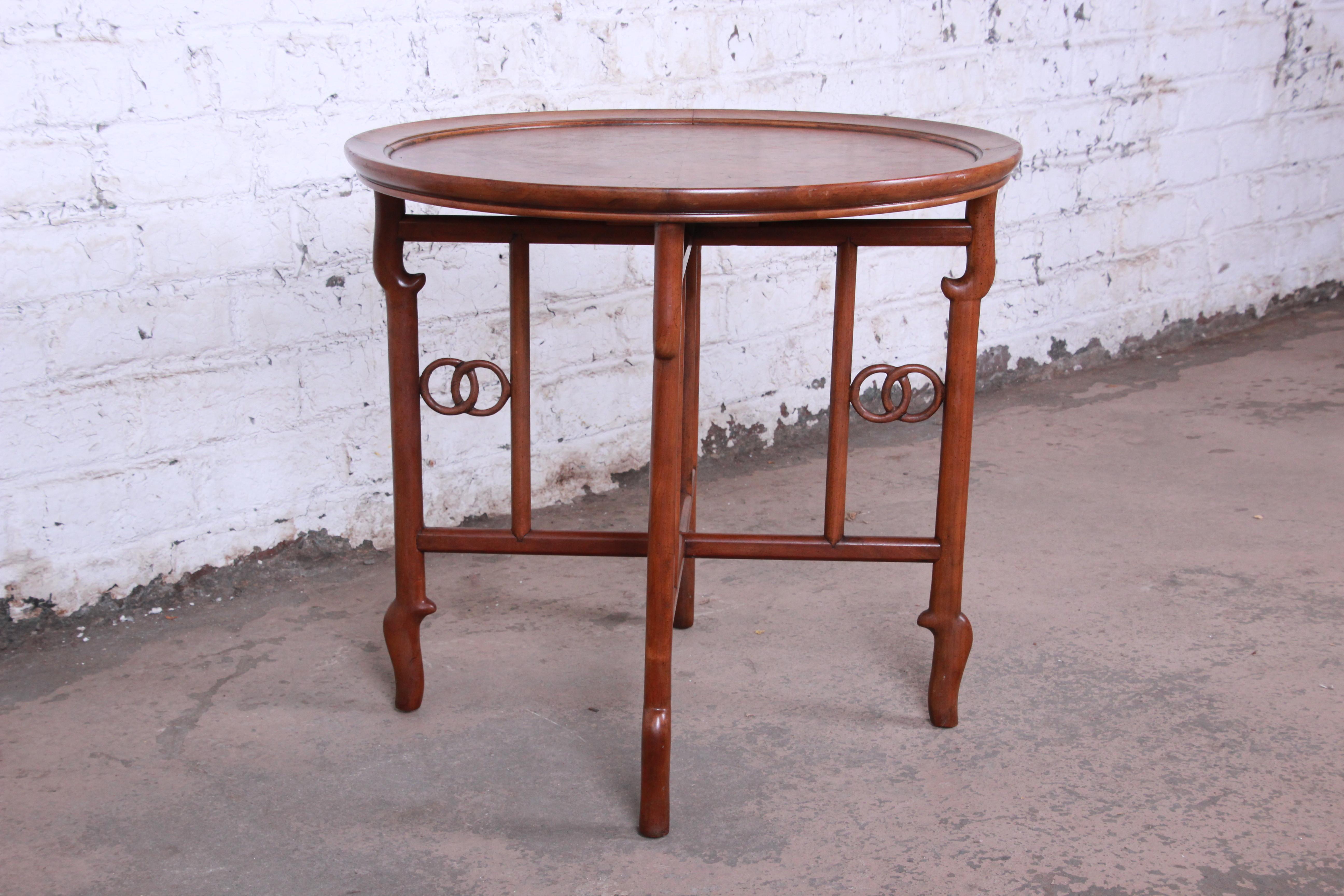 20th Century Michael Taylor Baker Far East Collection Walnut and Burl Wood Occasional Table