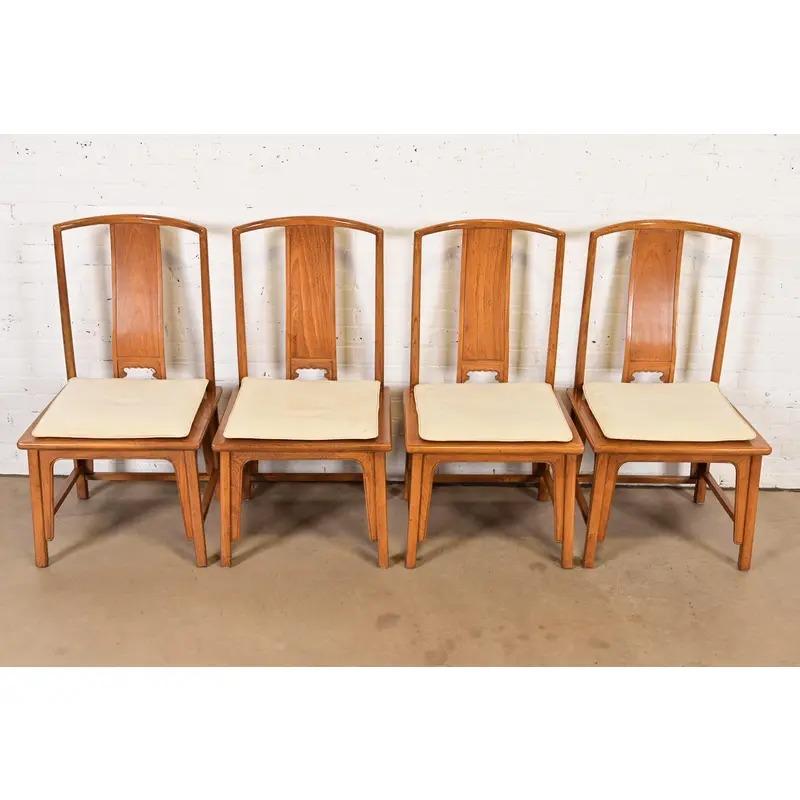 Hollywood Regency Michael Taylor Baker Furniture Far East Collection Dining Chairs, Set of Four For Sale