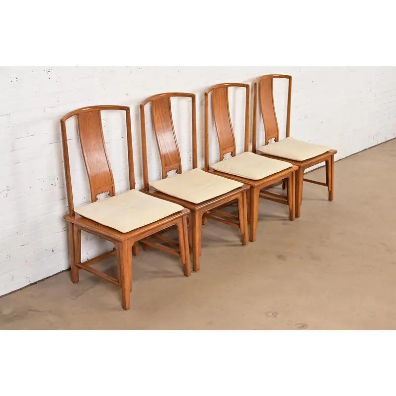 Michael Taylor Baker Furniture Far East Collection Dining Chairs, Set of Four In Good Condition For Sale In South Bend, IN