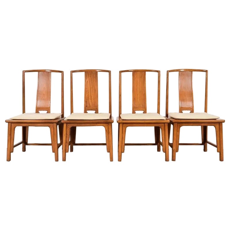 Michael Taylor Baker Furniture Far East Collection Sals, ensemble de quatre chaises de salle à manger