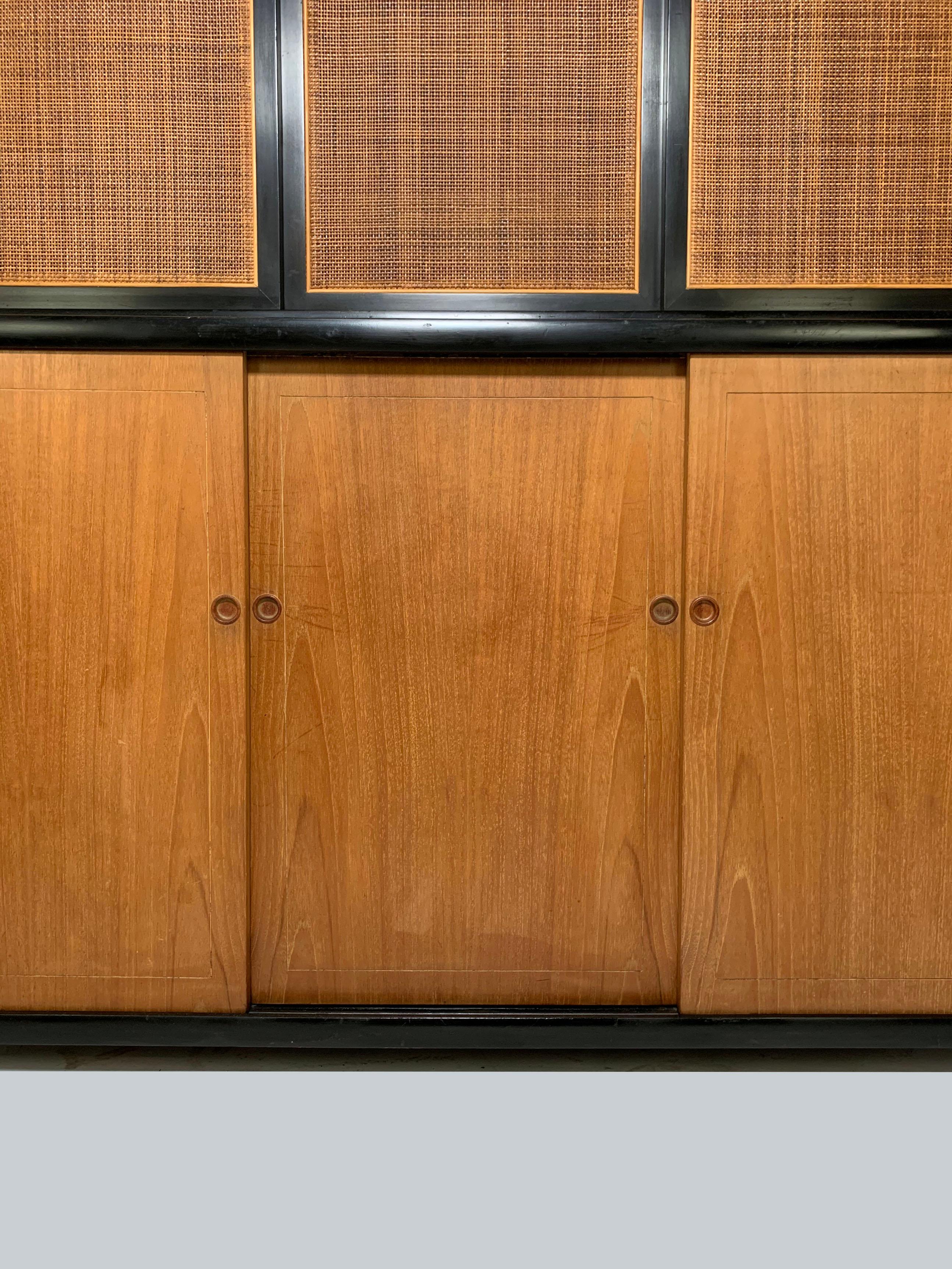 Mid-Century Modern Michael Taylor Baker Furniture New World Collection Two-Piece Credenza Cabinet