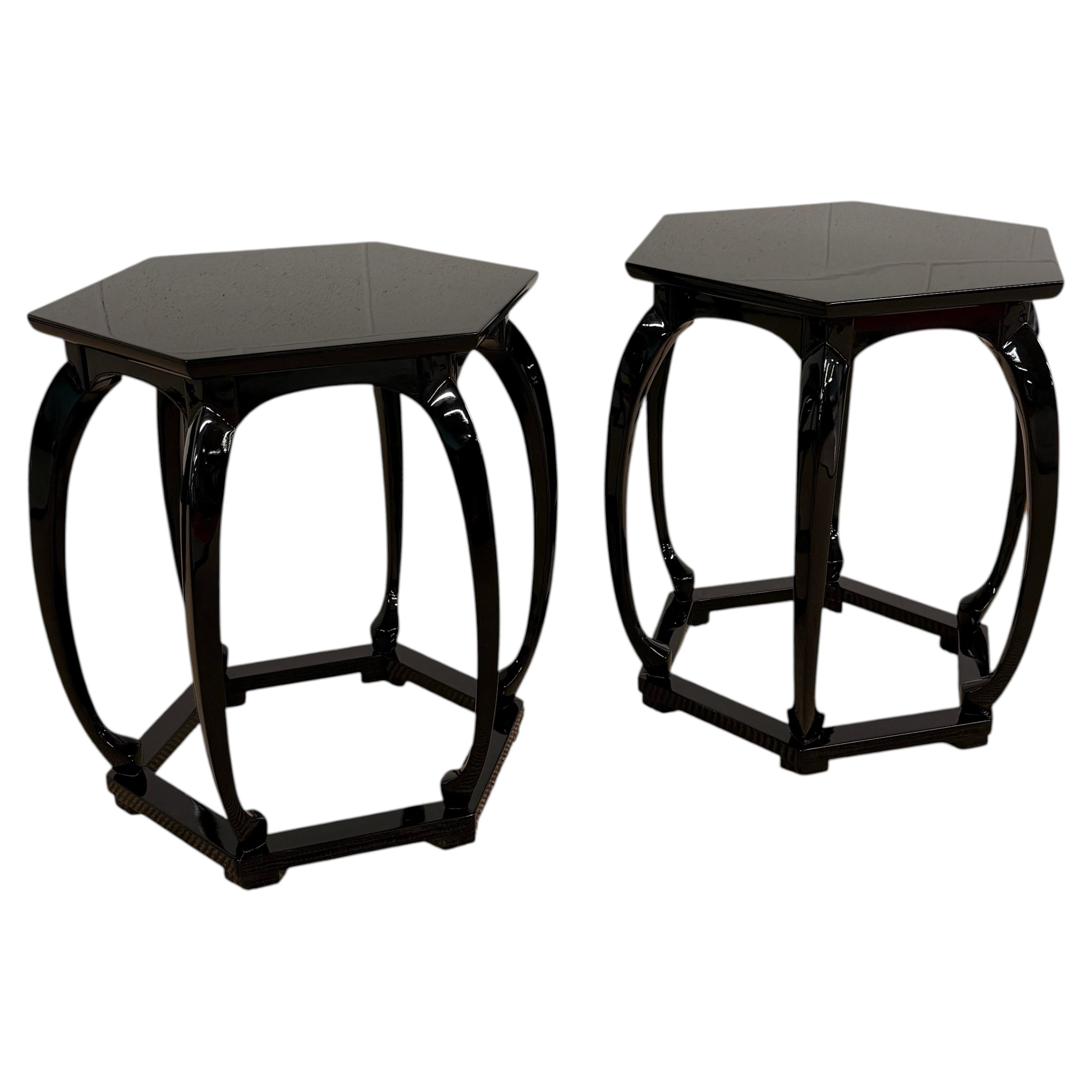 Michael Taylor Black Lacquer Side Tables From Baker Furniture