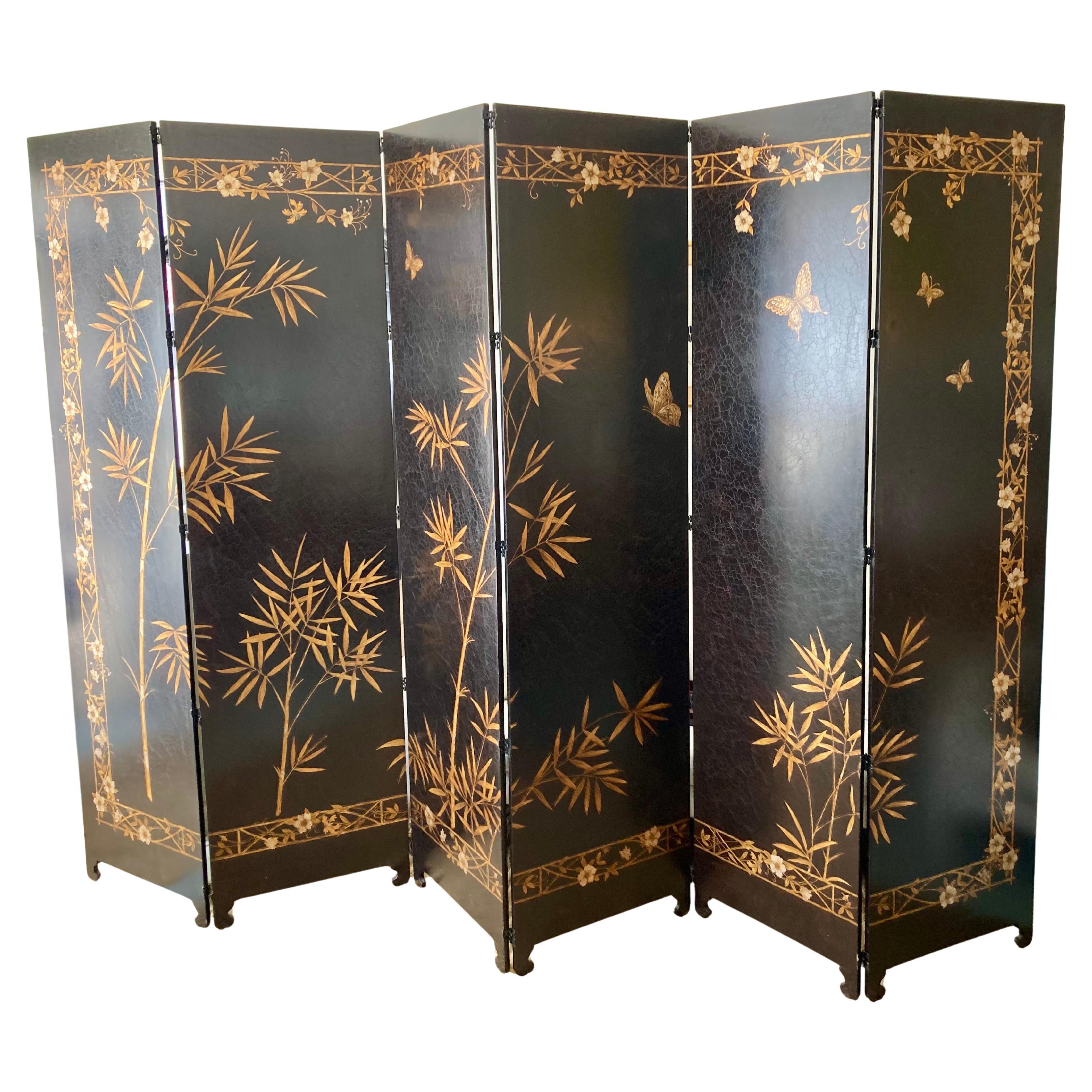 Michael Taylor Chinoiserie Coromandel Large Six Panel Folding Screen (paravent à six panneaux)