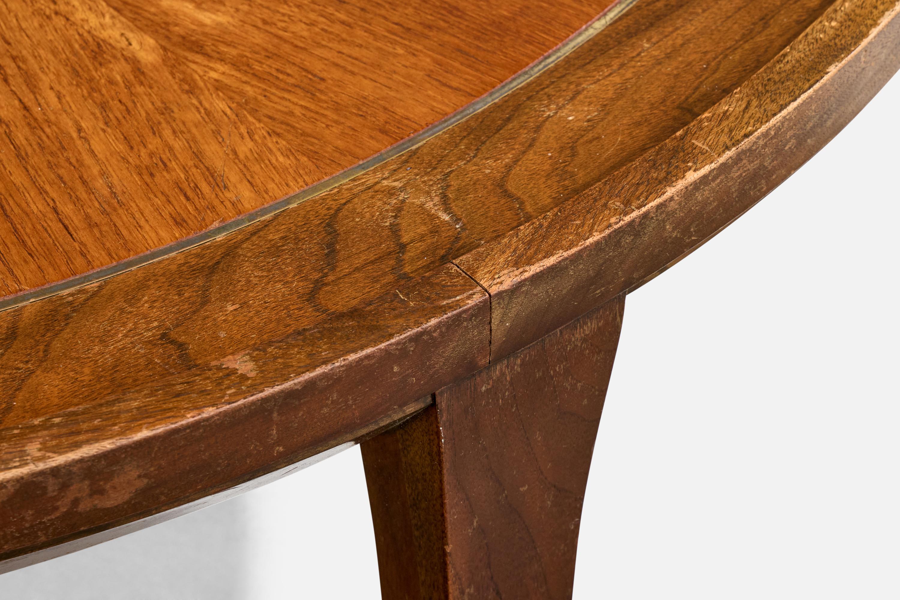 Michael Taylor, Coffee Table, Walnut, Brass, USA, 1950s For Sale 2