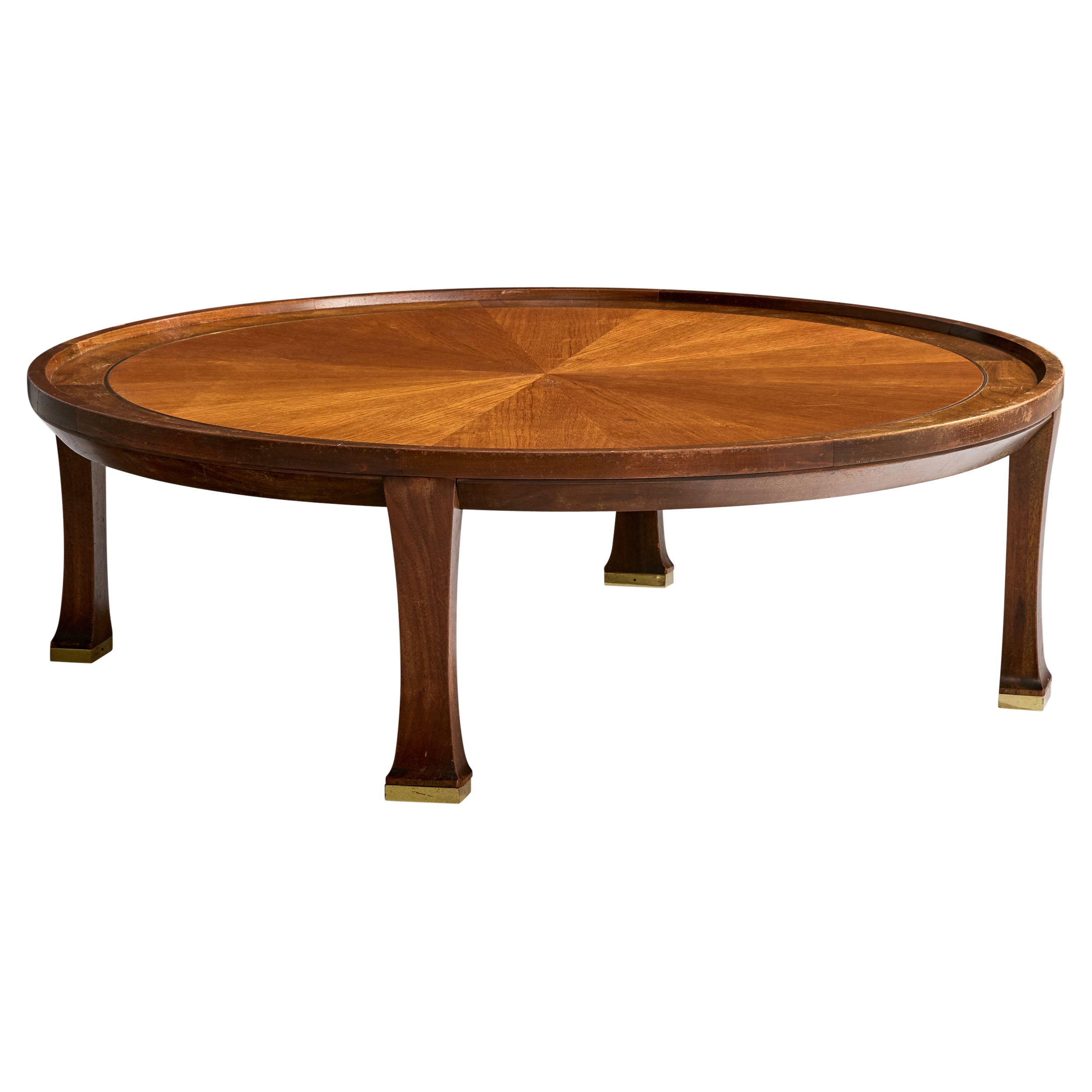 Michael Taylor, Coffee Table, Walnut, Brass, USA, 1950s
