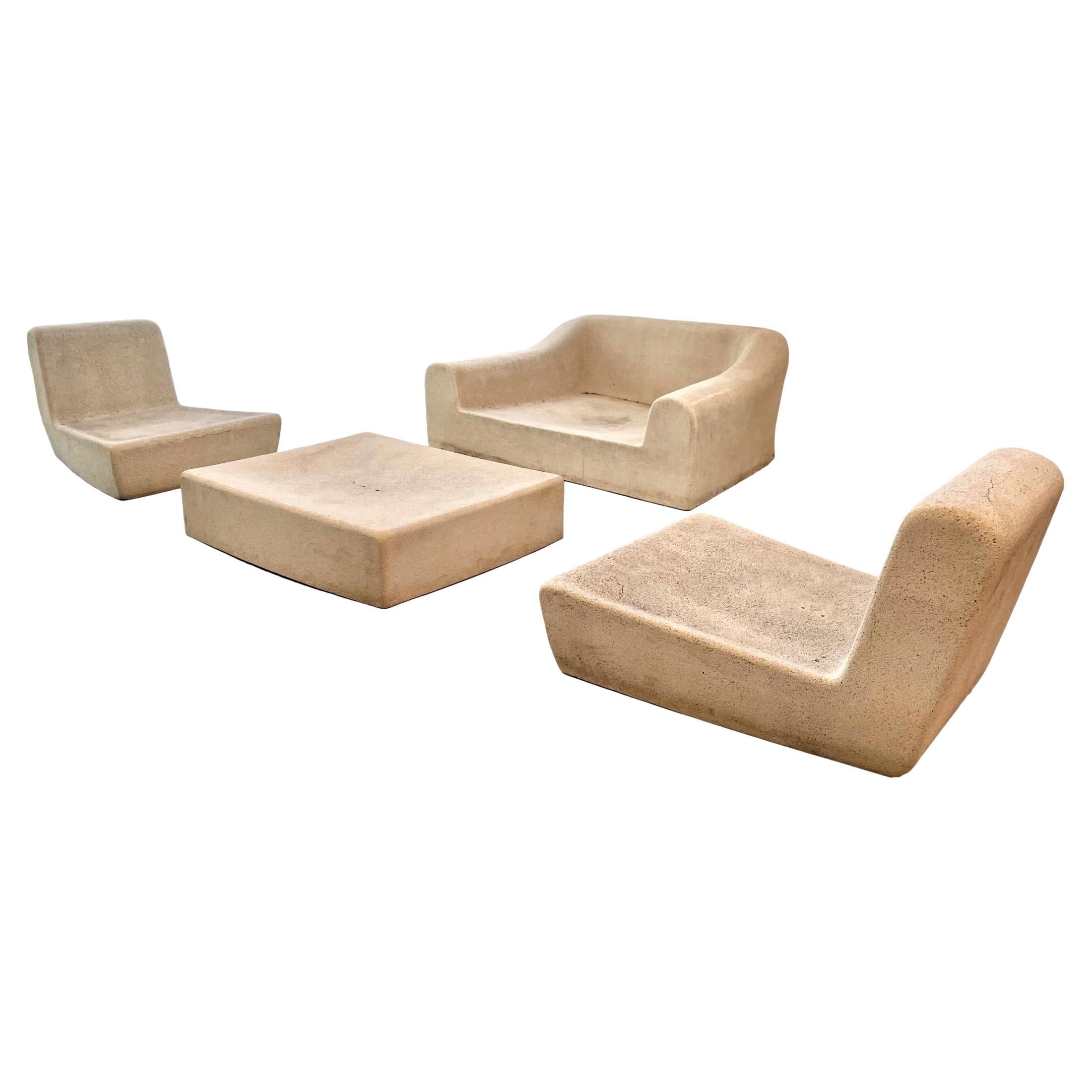 Michael Taylor Concrete and Resin Outdoor Furniture Set, 1970s USA