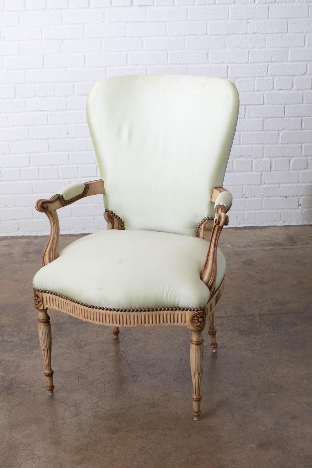 Michael Taylor Design French Style Fauteuil Armchair In Good Condition In Rio Vista, CA