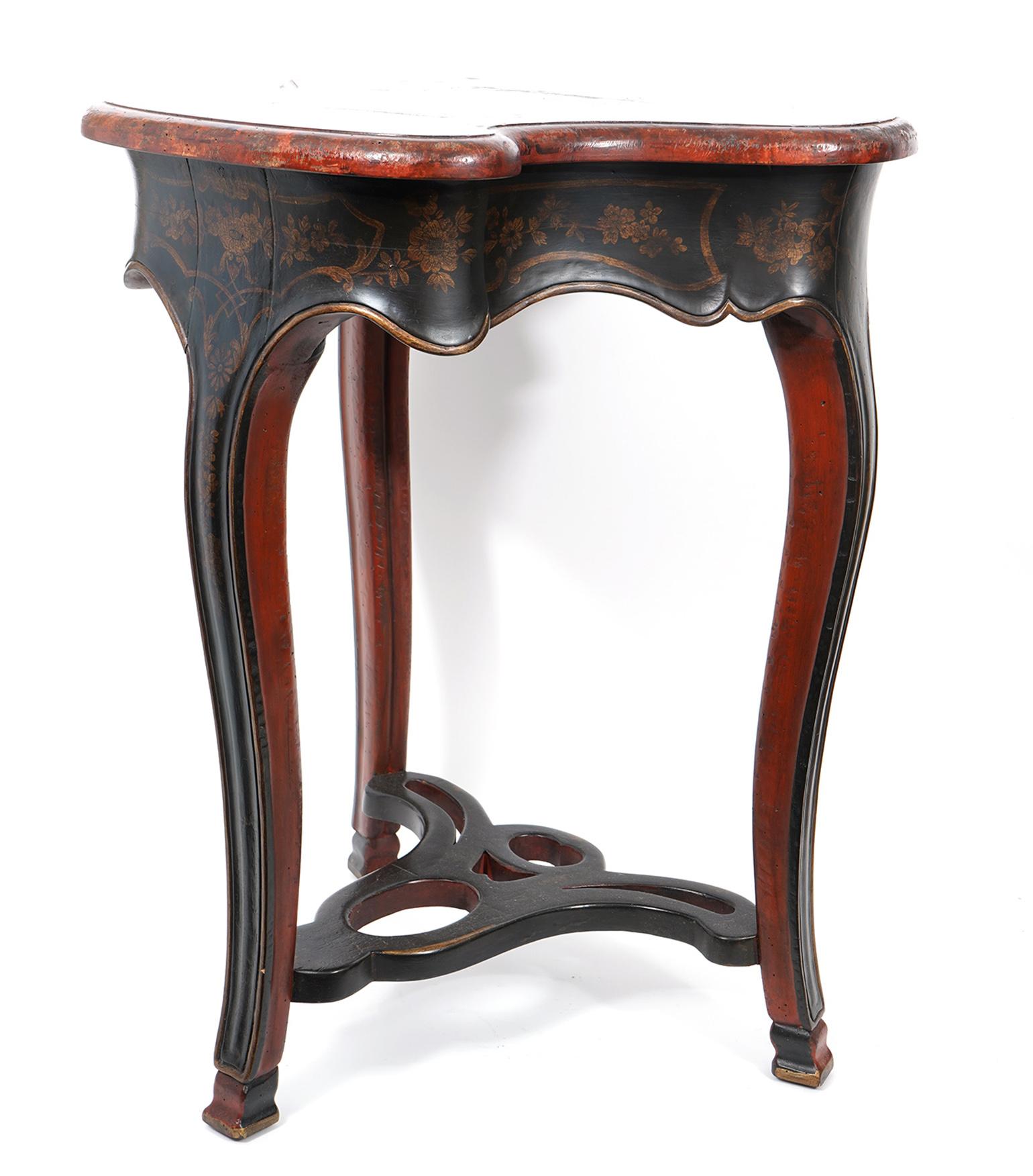 20th Century Michael Taylor Designs Console / Side Table Antique Chinoiserie Painted Style