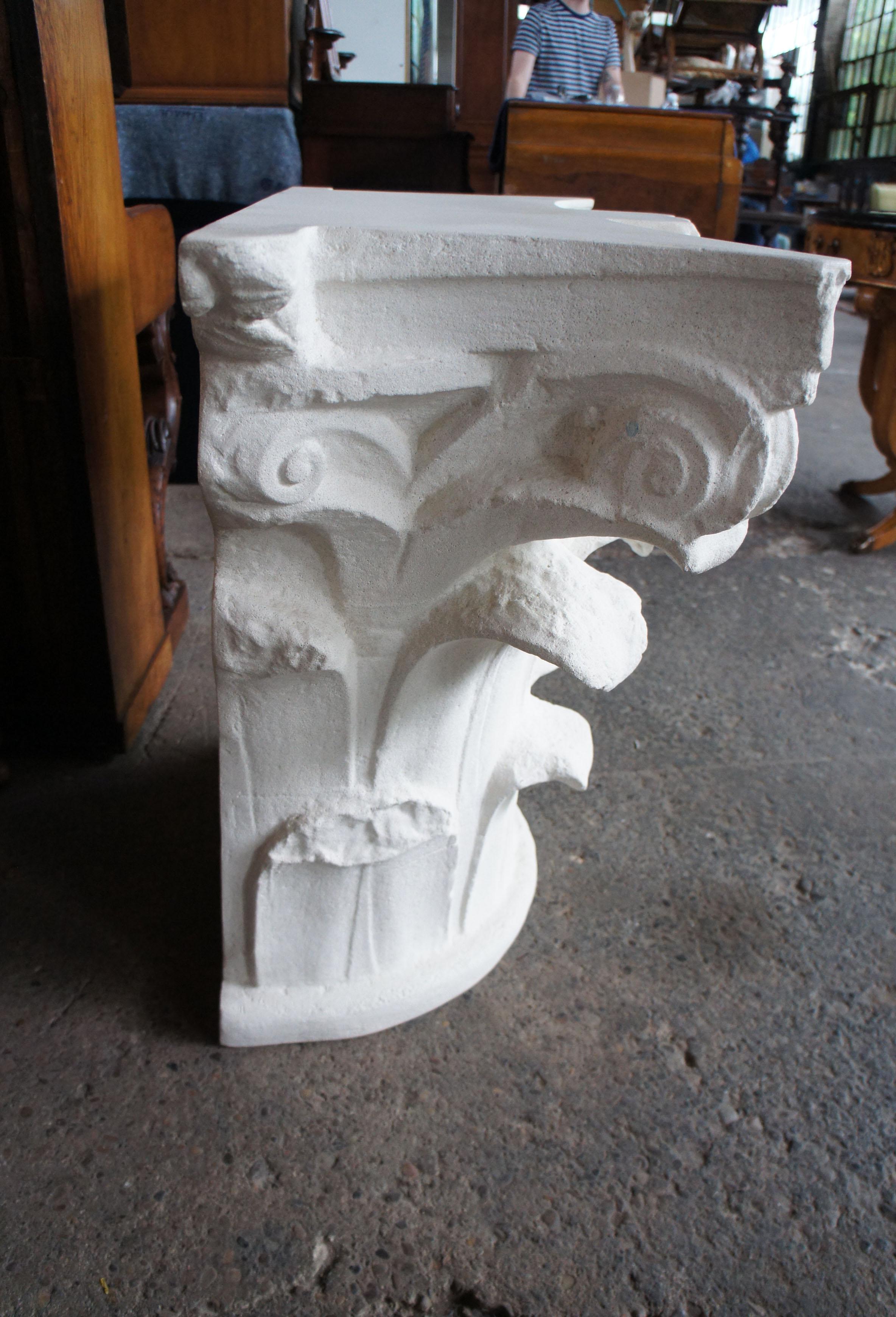 20th Century Michael Taylor Designs Faux Stone Spanish Capital Console Entry Table MTD-2014 For Sale