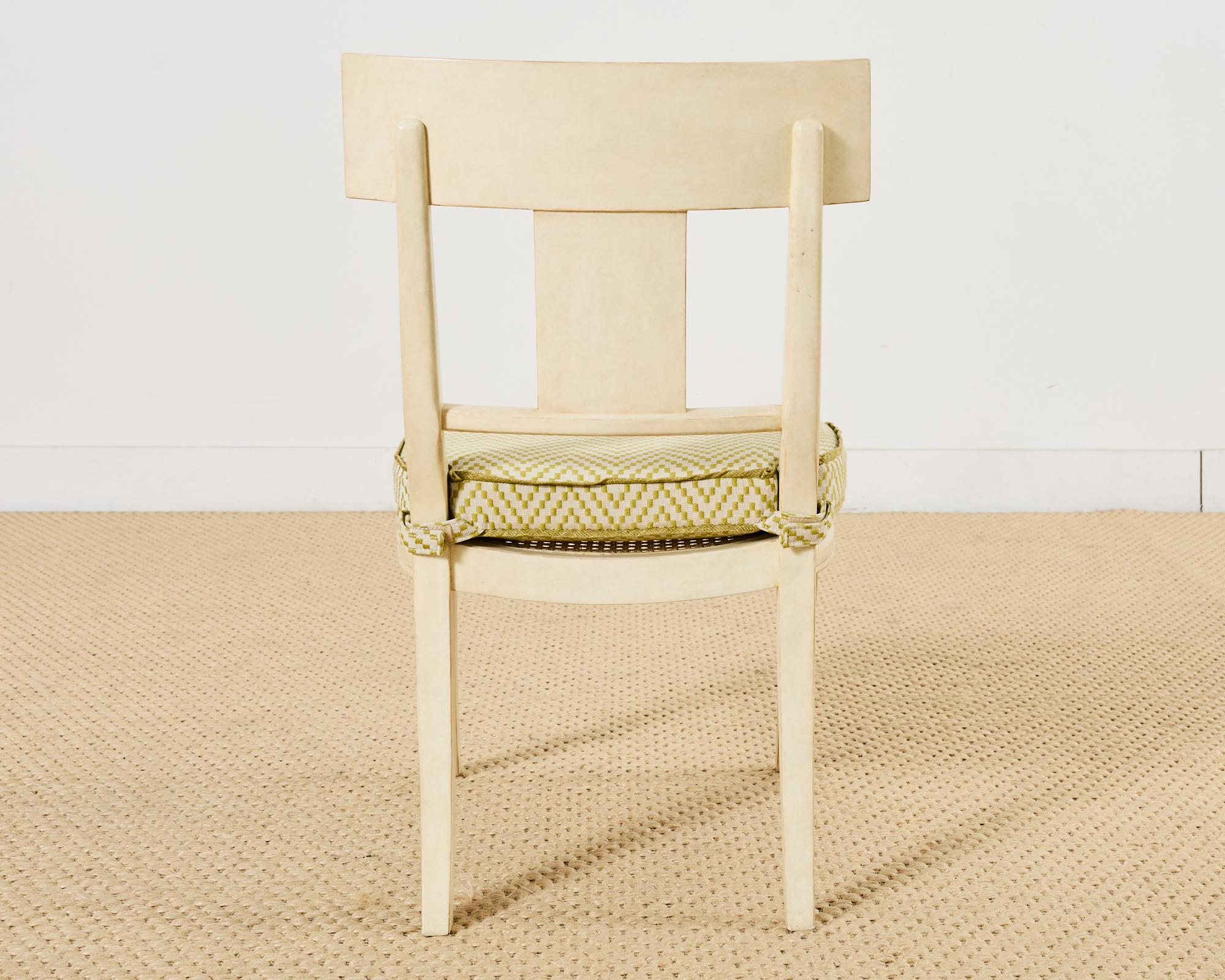 Michael Taylor Designs White Klismos Lacquered Dining Chair For Sale 6