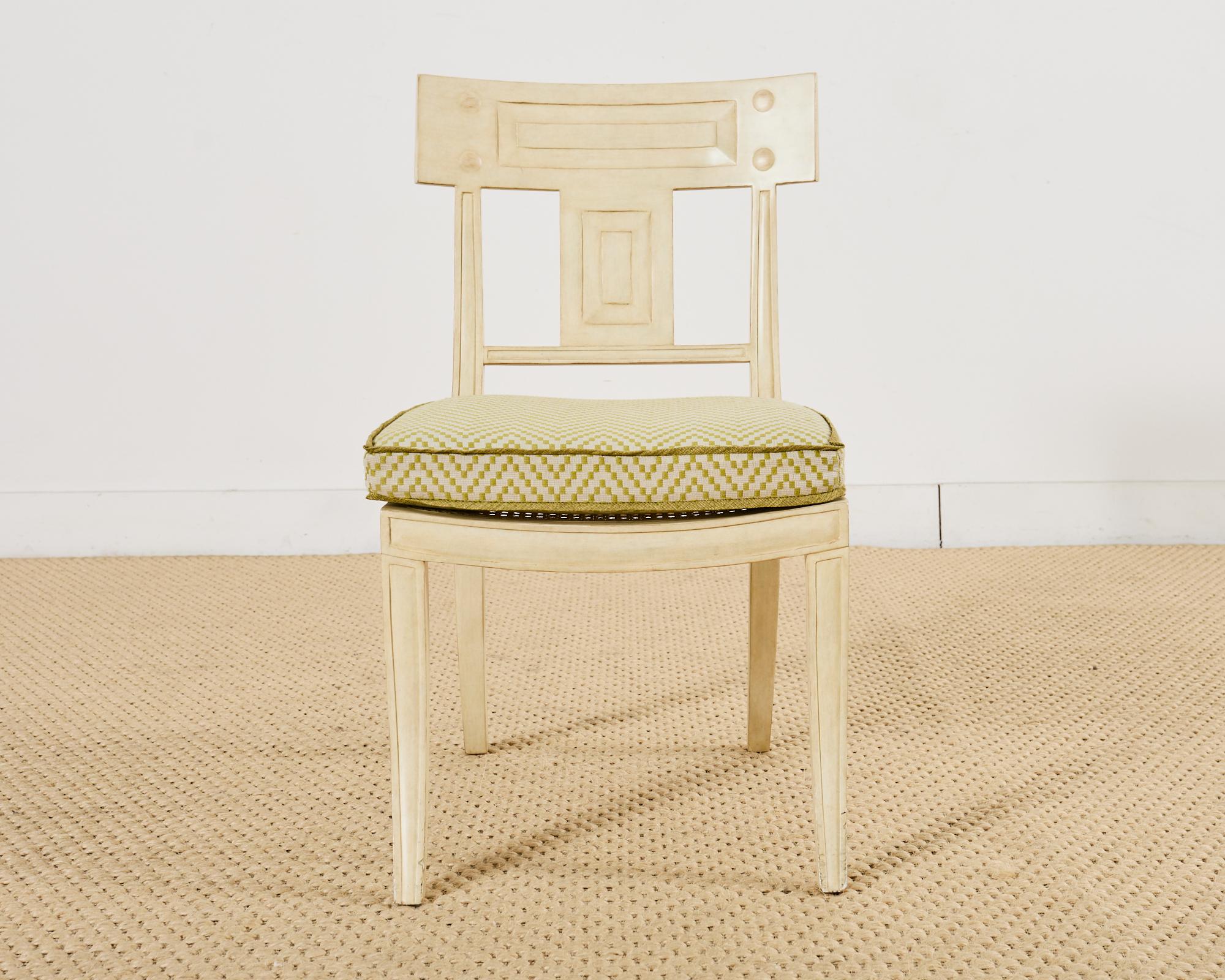 American Michael Taylor Designs White Klismos Lacquered Dining Chair For Sale