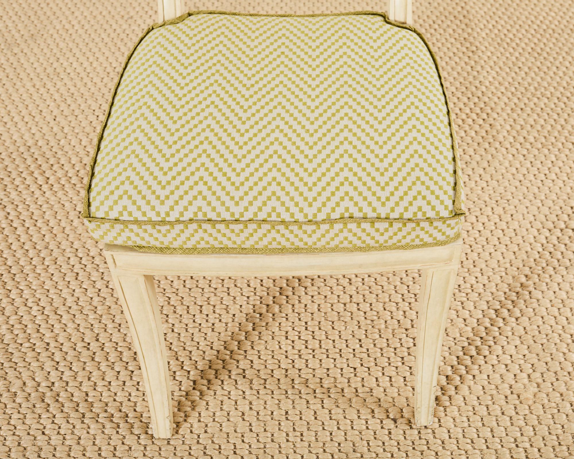 Contemporary Michael Taylor Designs White Klismos Lacquered Dining Chair For Sale