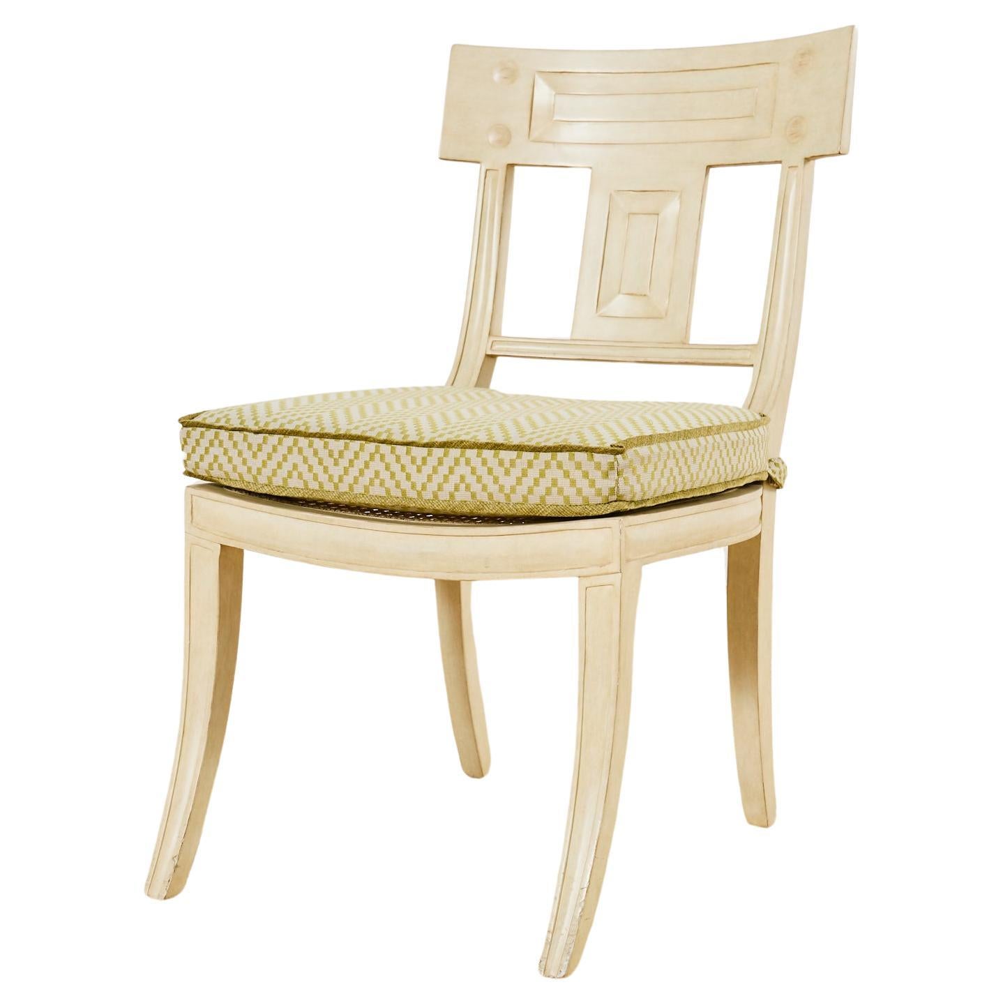 Michael Taylor Designs White Klismos Lacquered Dining Chair For Sale
