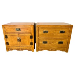 Michael Taylor "Far East" Pair of Nightstands End Side Tables by Baker Furniture