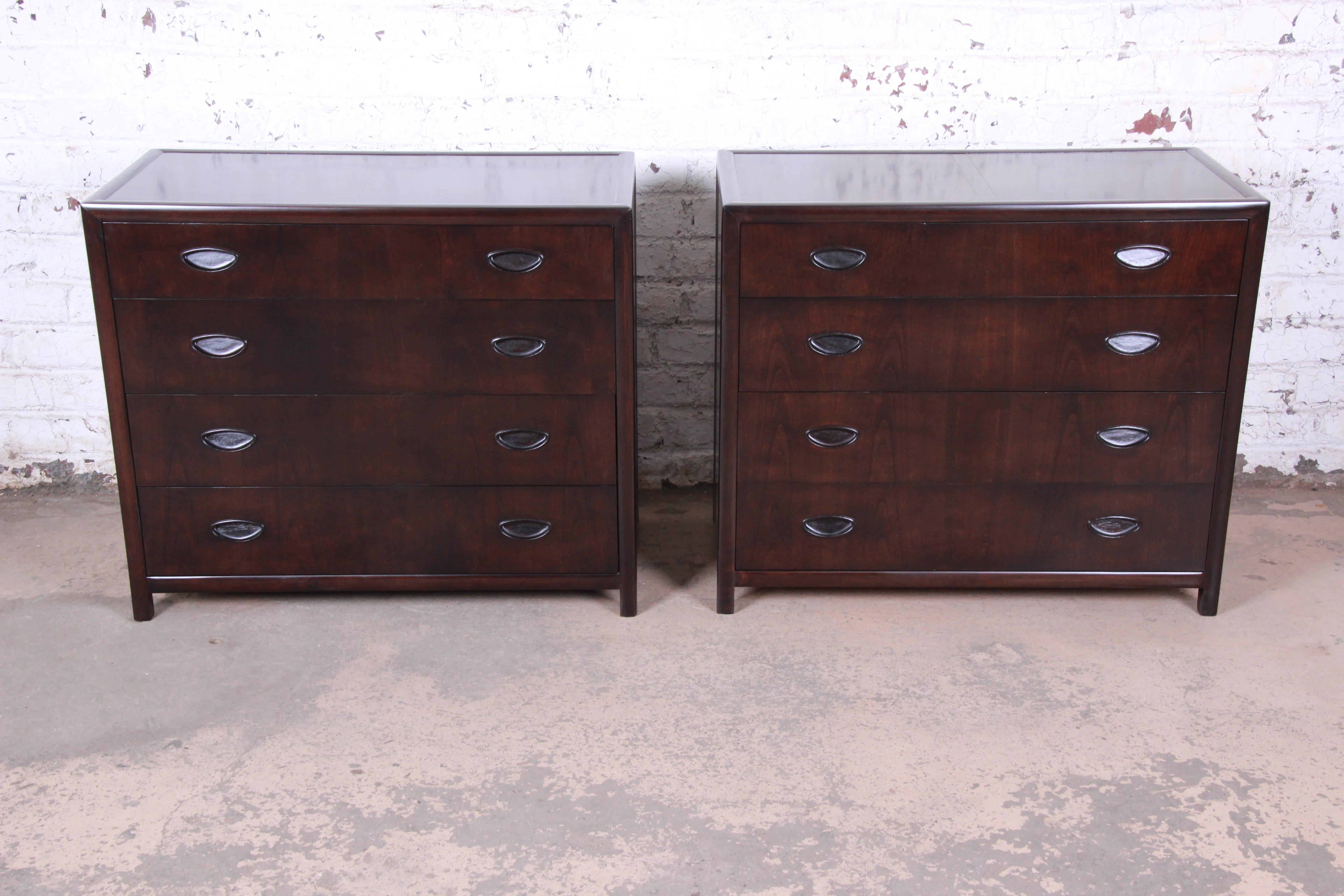 An exceptional pair of bachelor chests or large nightstands designed by Michael Taylor for his 