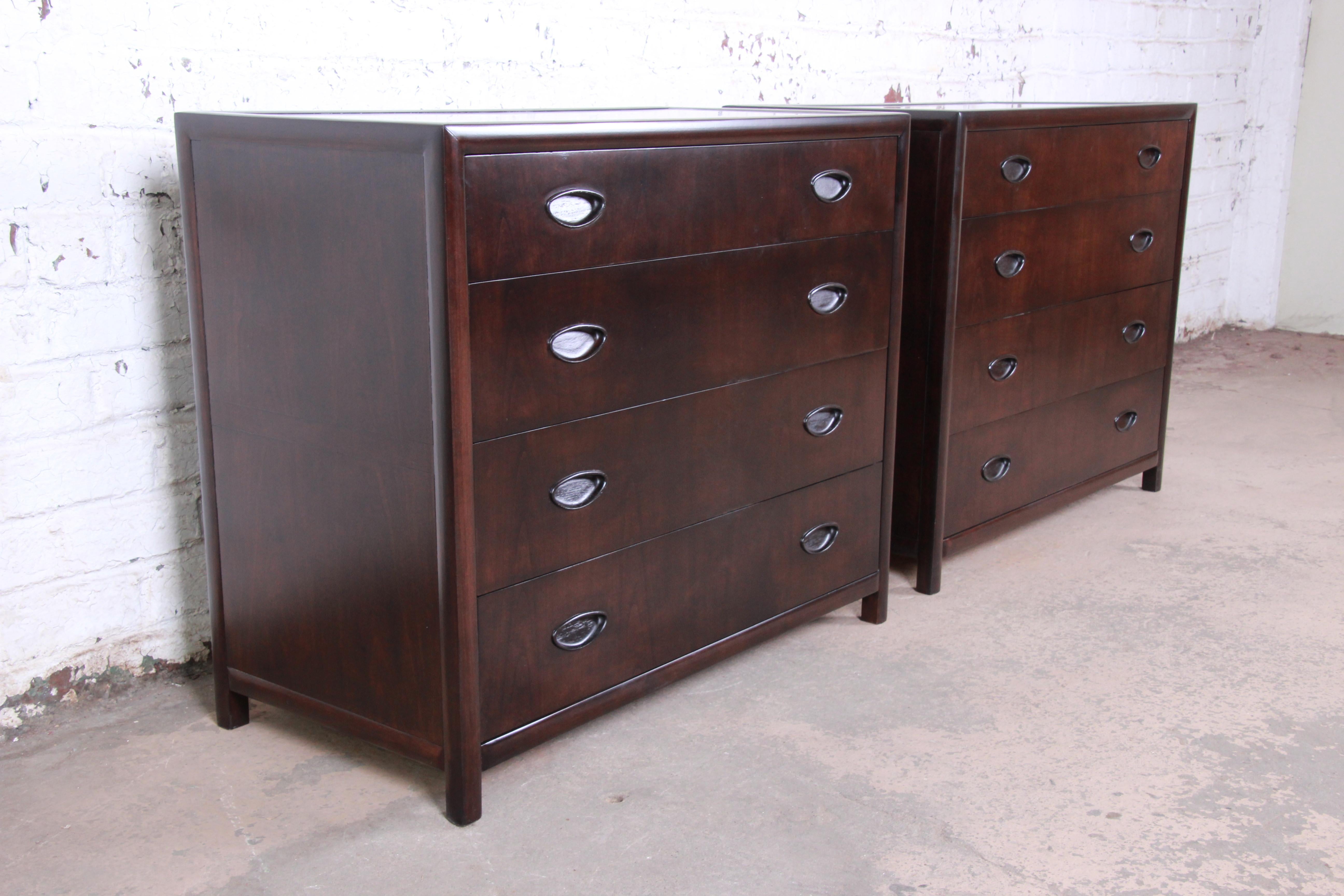 Mid-Century Modern Michael Taylor for Baker Bachelor Chests or Large Nightstands, Newly Restored
