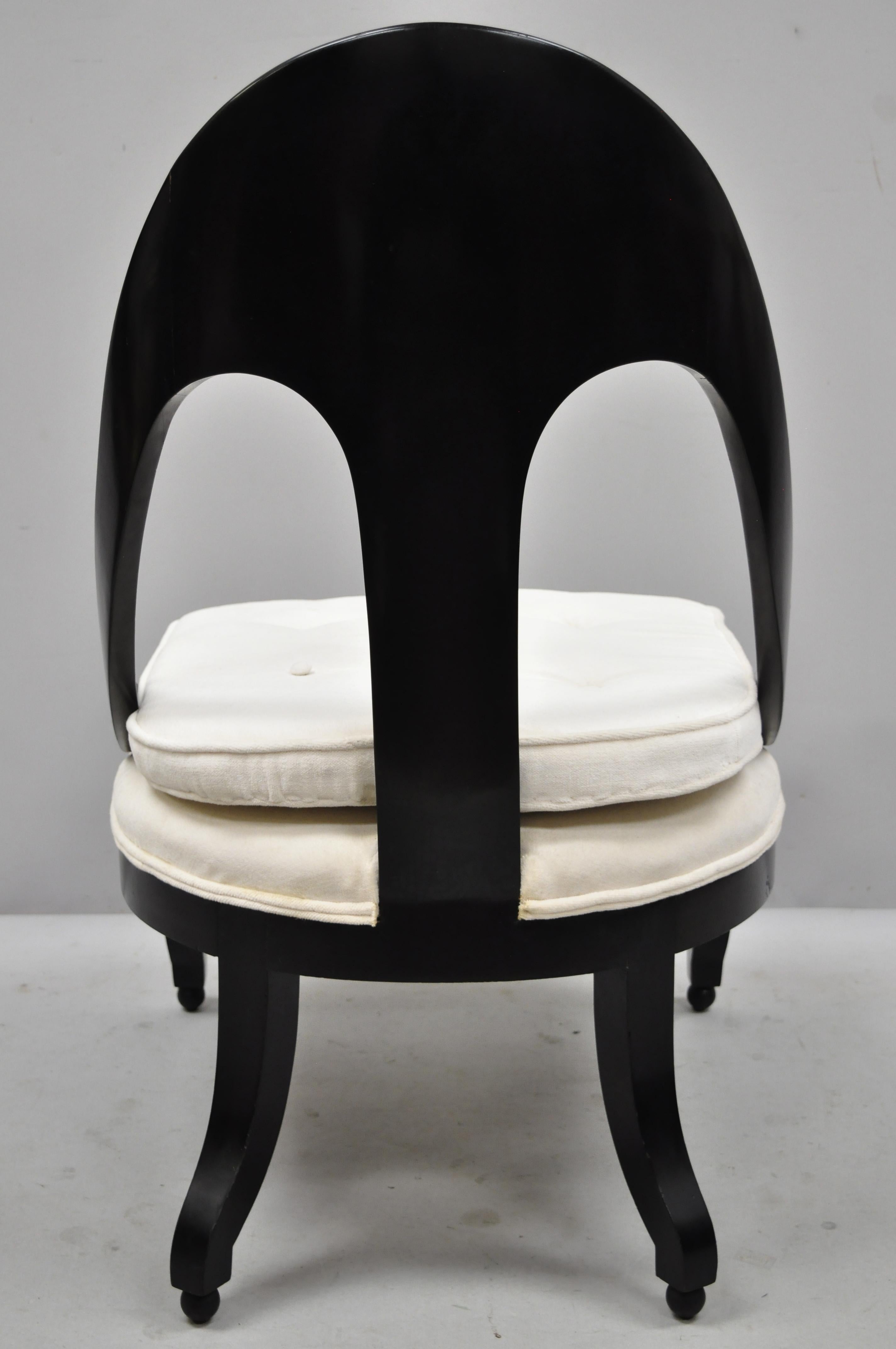 Michael Taylor for Baker Black Lacquer Spoon Back Slipper Klismos Accent Chair 2