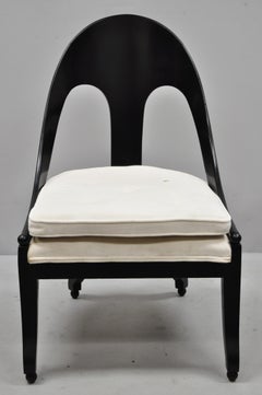 Michael Taylor für Baker Schwarzer Lack Löffelrücken Slipper Klismos Akzentstuhl