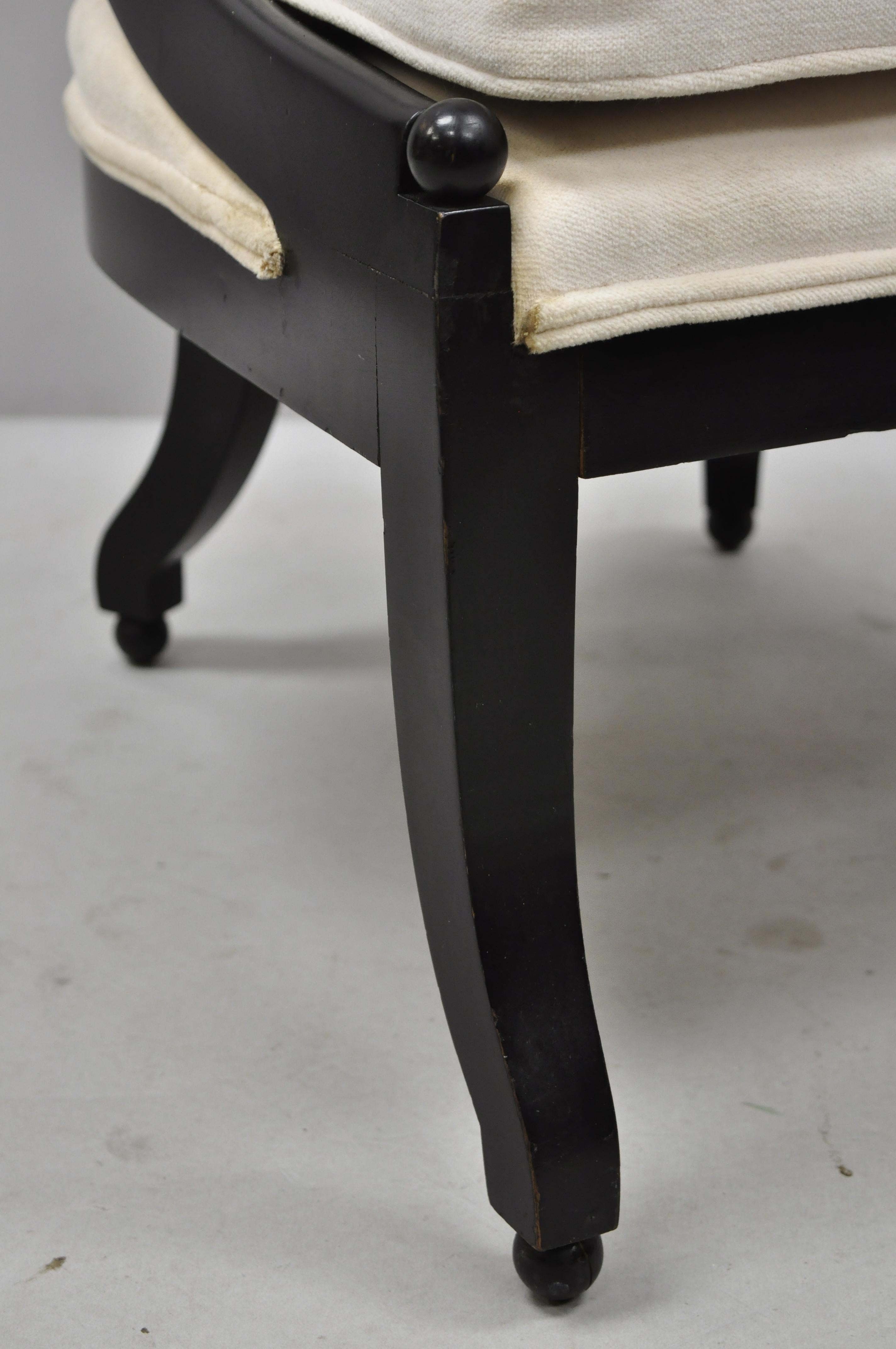 Michael Taylor for Baker Black Lacquer Spoon Back Slipper Klismos Accent Chair In Good Condition In Philadelphia, PA