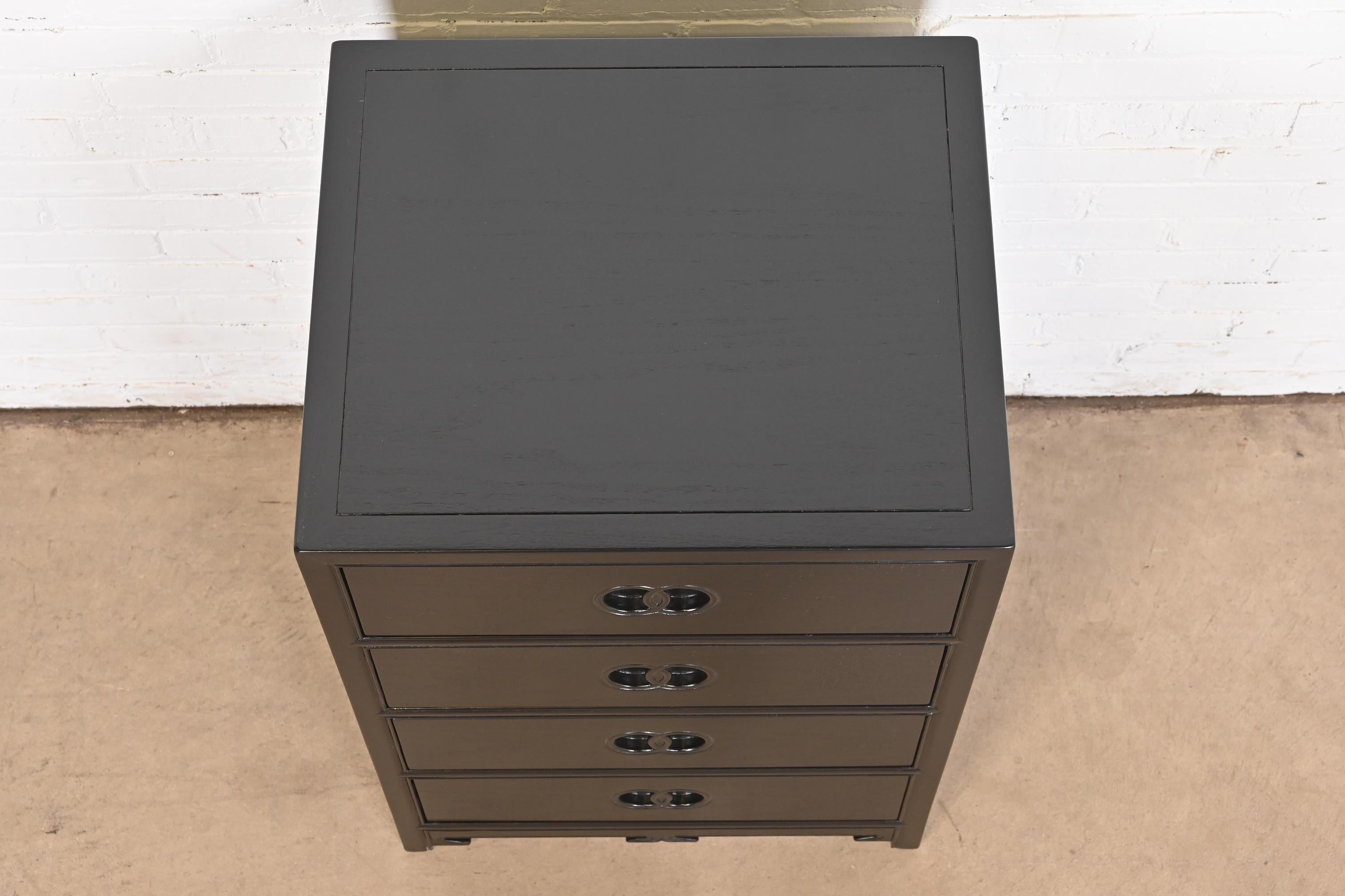 Michael Taylor for Baker Black Lacquered Chest of Drawers, Newly Refinished For Sale 6