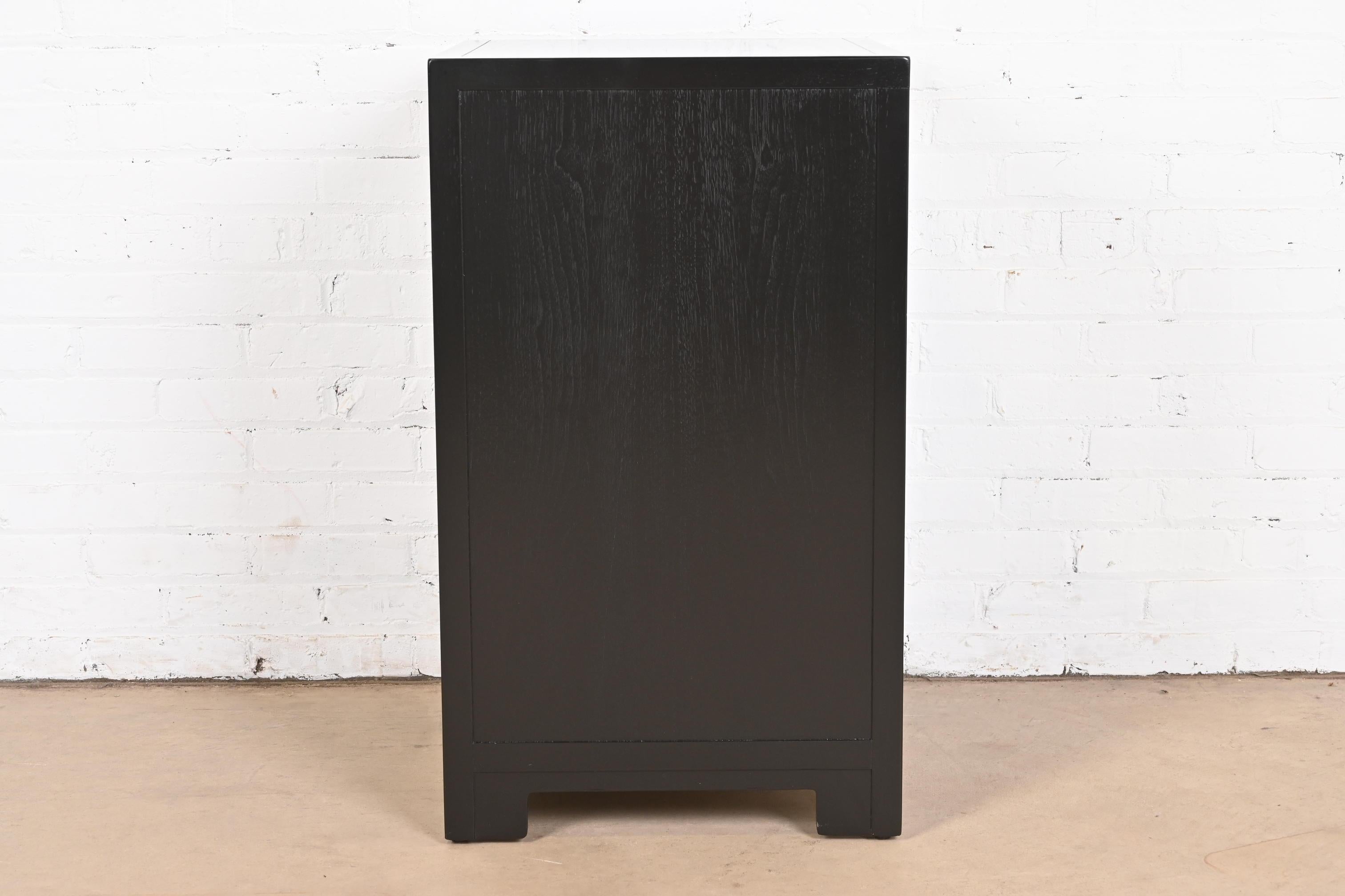 Michael Taylor for Baker Black Lacquered Chest of Drawers, Newly Refinished For Sale 7