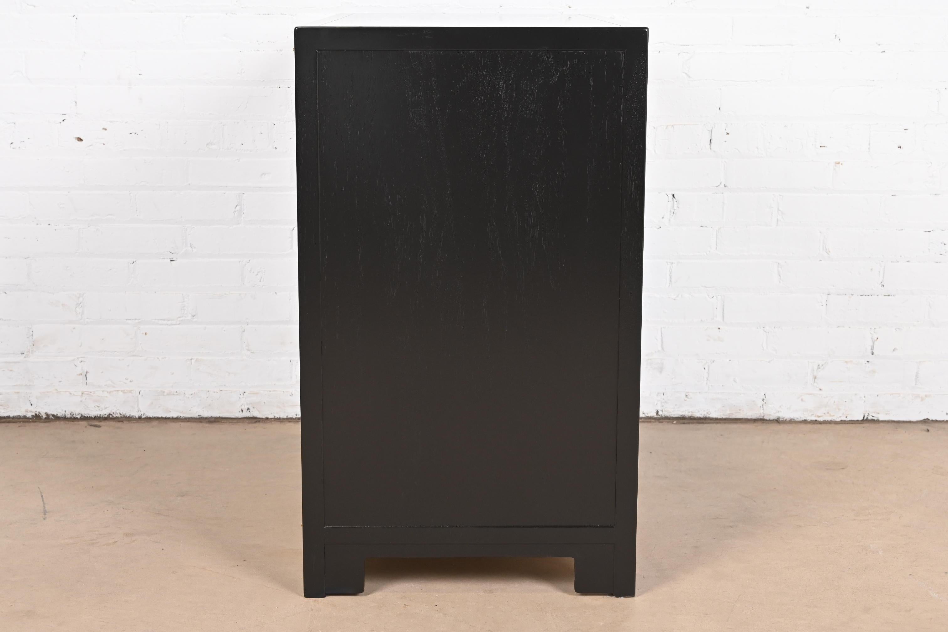 Michael Taylor for Baker Black Lacquered Chest of Drawers, Newly Refinished For Sale 7