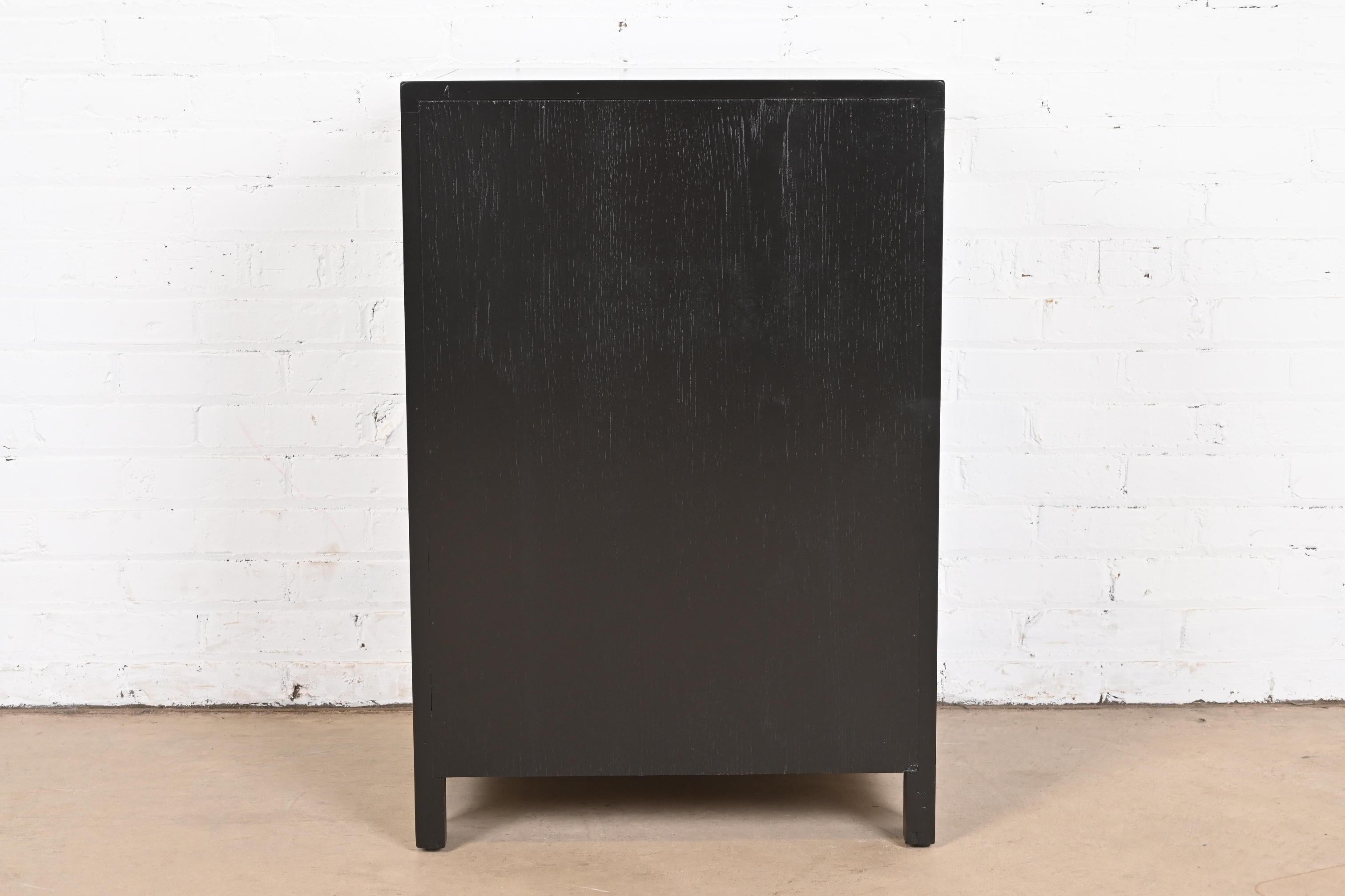 Michael Taylor for Baker Black Lacquered Chest of Drawers, Newly Refinished For Sale 8