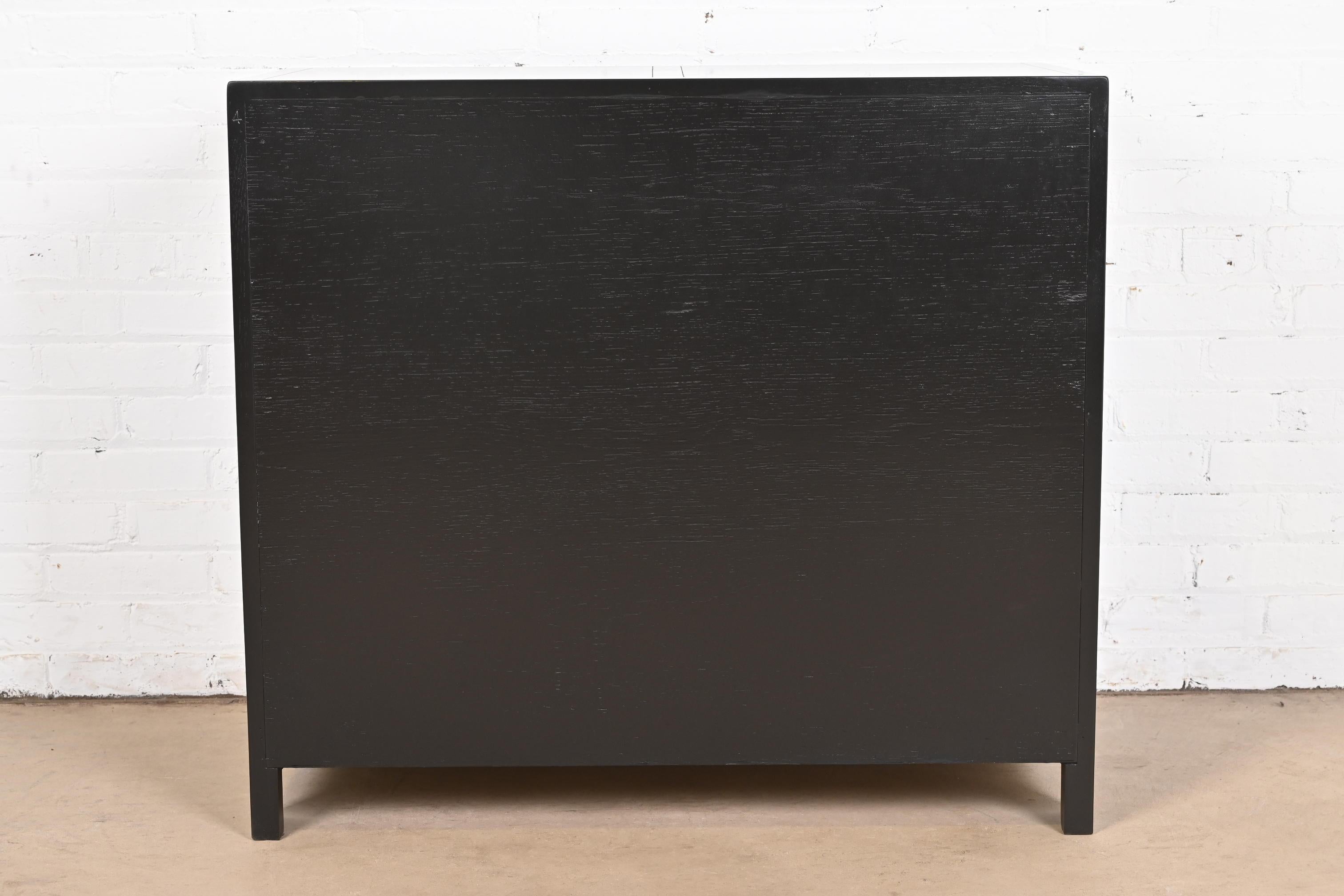 Michael Taylor for Baker Black Lacquered Chest of Drawers, Newly Refinished For Sale 8