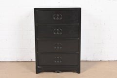 Michael Taylor for Baker Black Lacquered Chest of Drawers, Newly Refinished