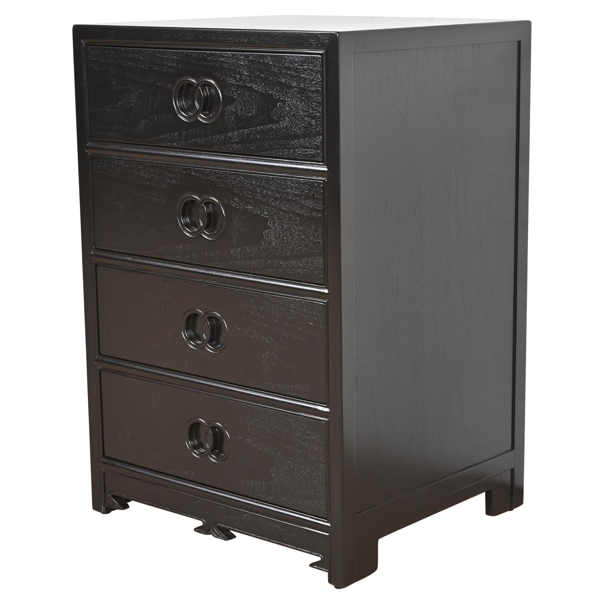 Commode laquée noire Michael Taylor pour Baker, nouvellement revernie