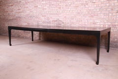 Michael Taylor for Baker Black Lacquered Chinoiserie Dining Table, Refinished