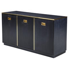 Michael Taylor for Baker Brass and Cerused Oak Modern Credenza
