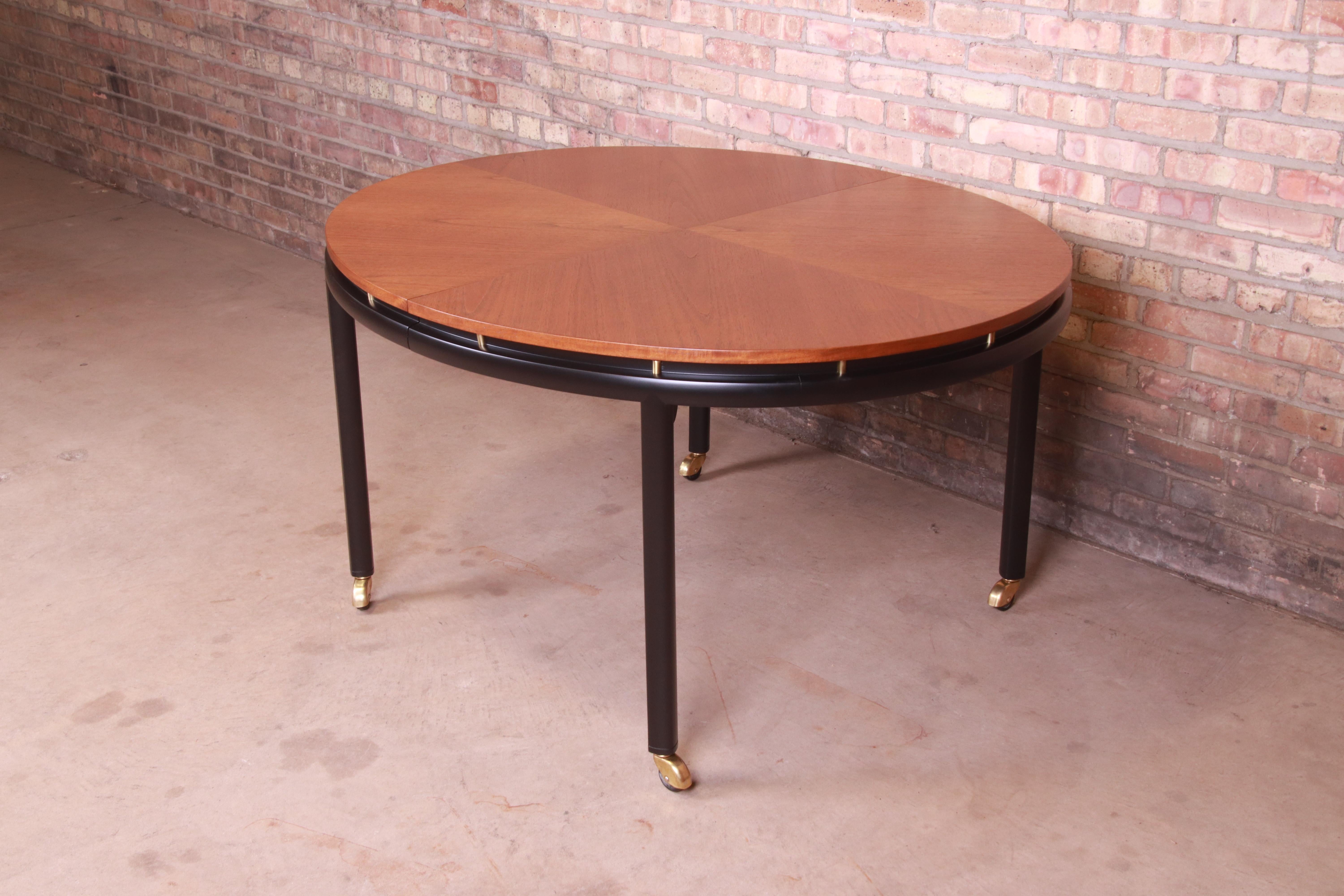 Michael Taylor for Baker Cherry and Black Lacquer Dining Table, Newly Refinished 5