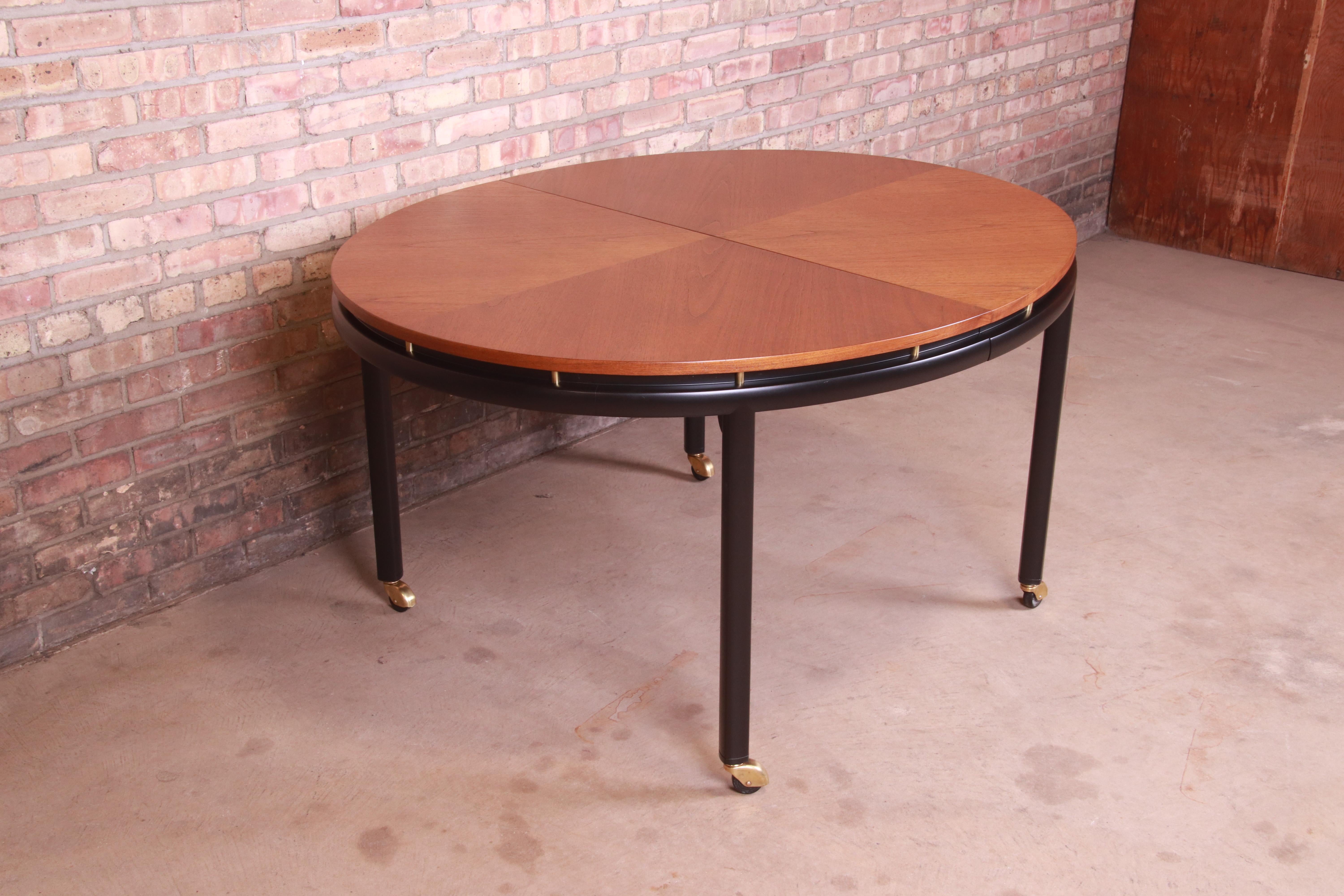 Michael Taylor for Baker Cherry and Black Lacquer Dining Table, Newly Refinished 7