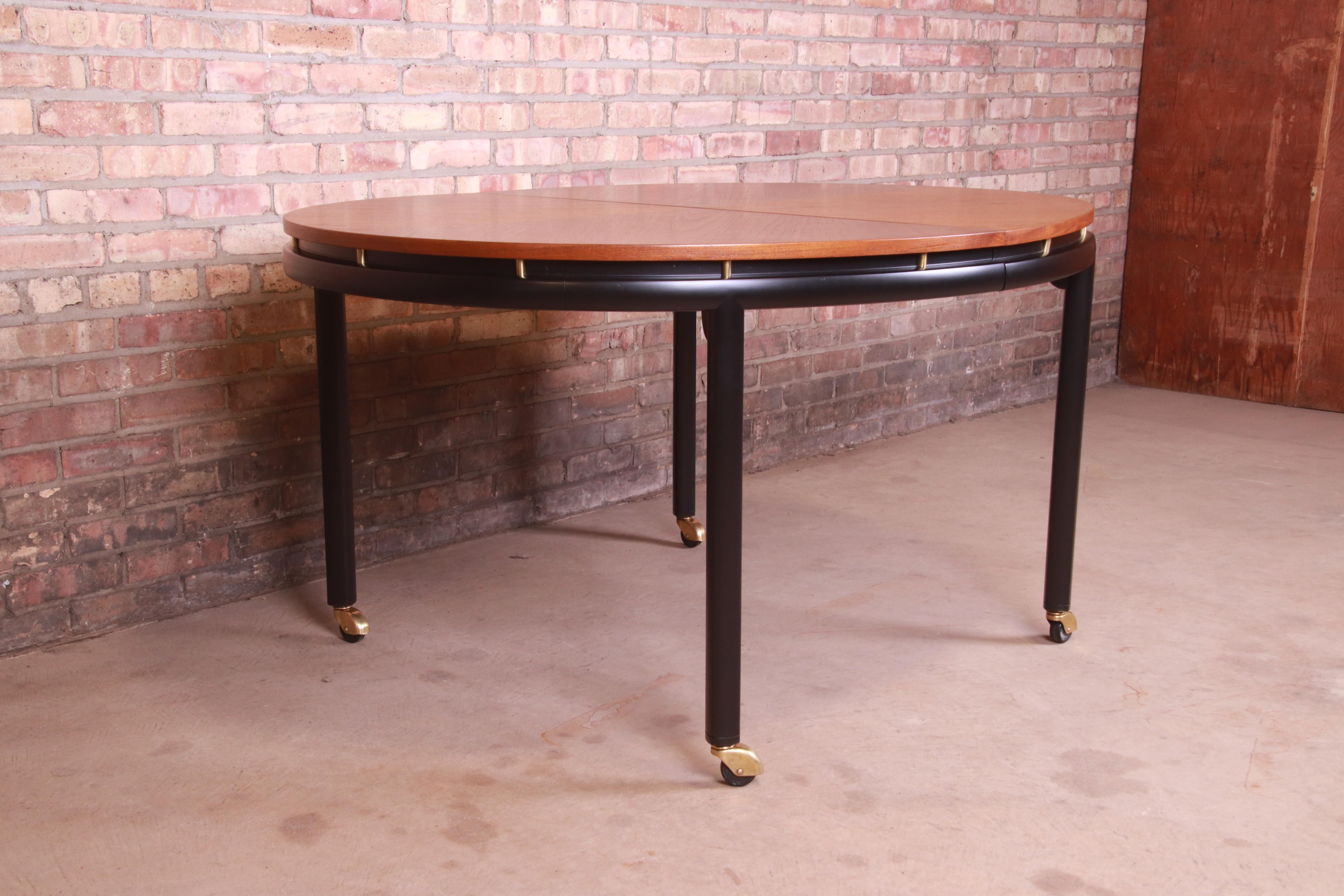 Michael Taylor for Baker Cherry and Black Lacquer Dining Table, Newly Refinished 8
