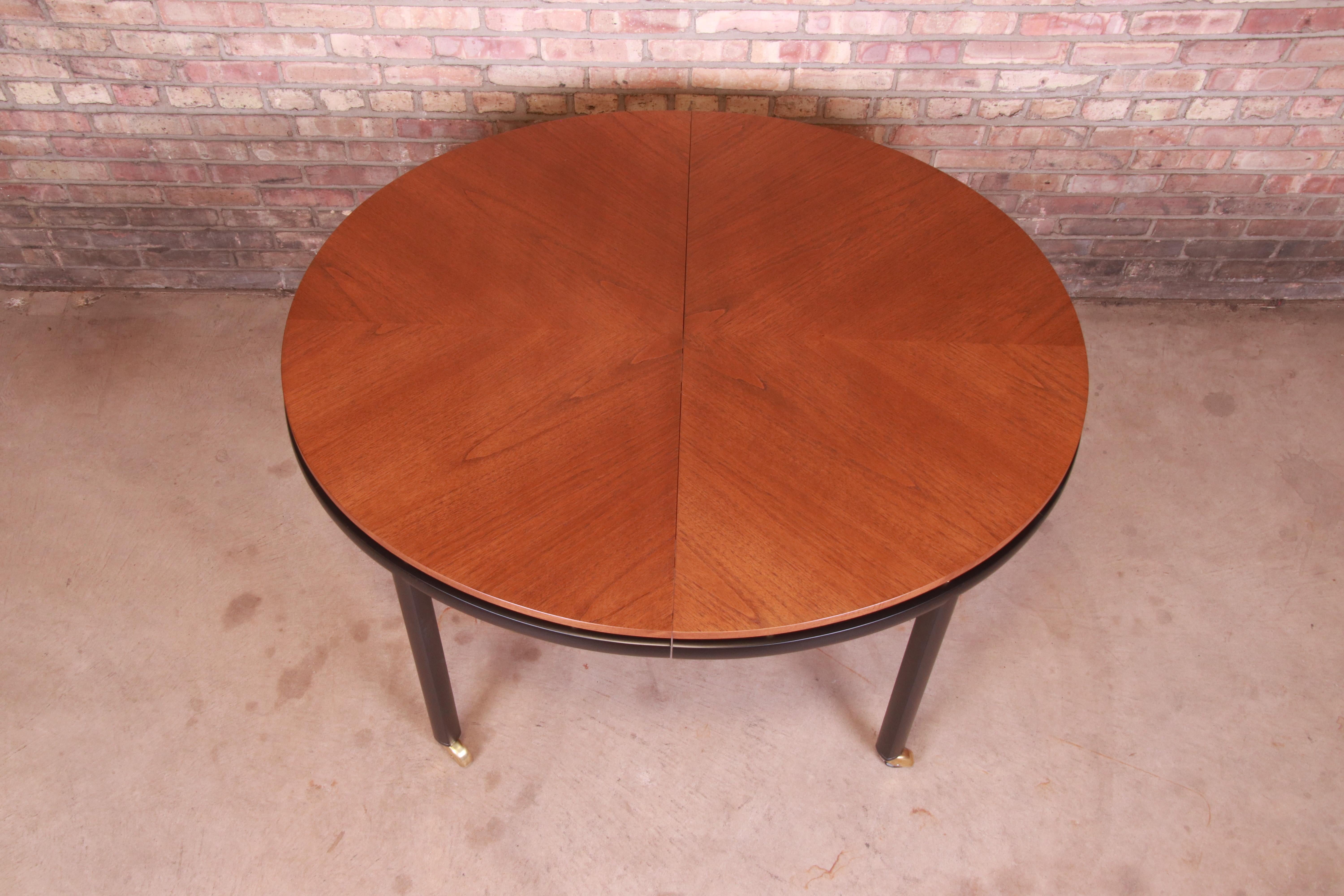 Michael Taylor for Baker Cherry and Black Lacquer Dining Table, Newly Refinished 9
