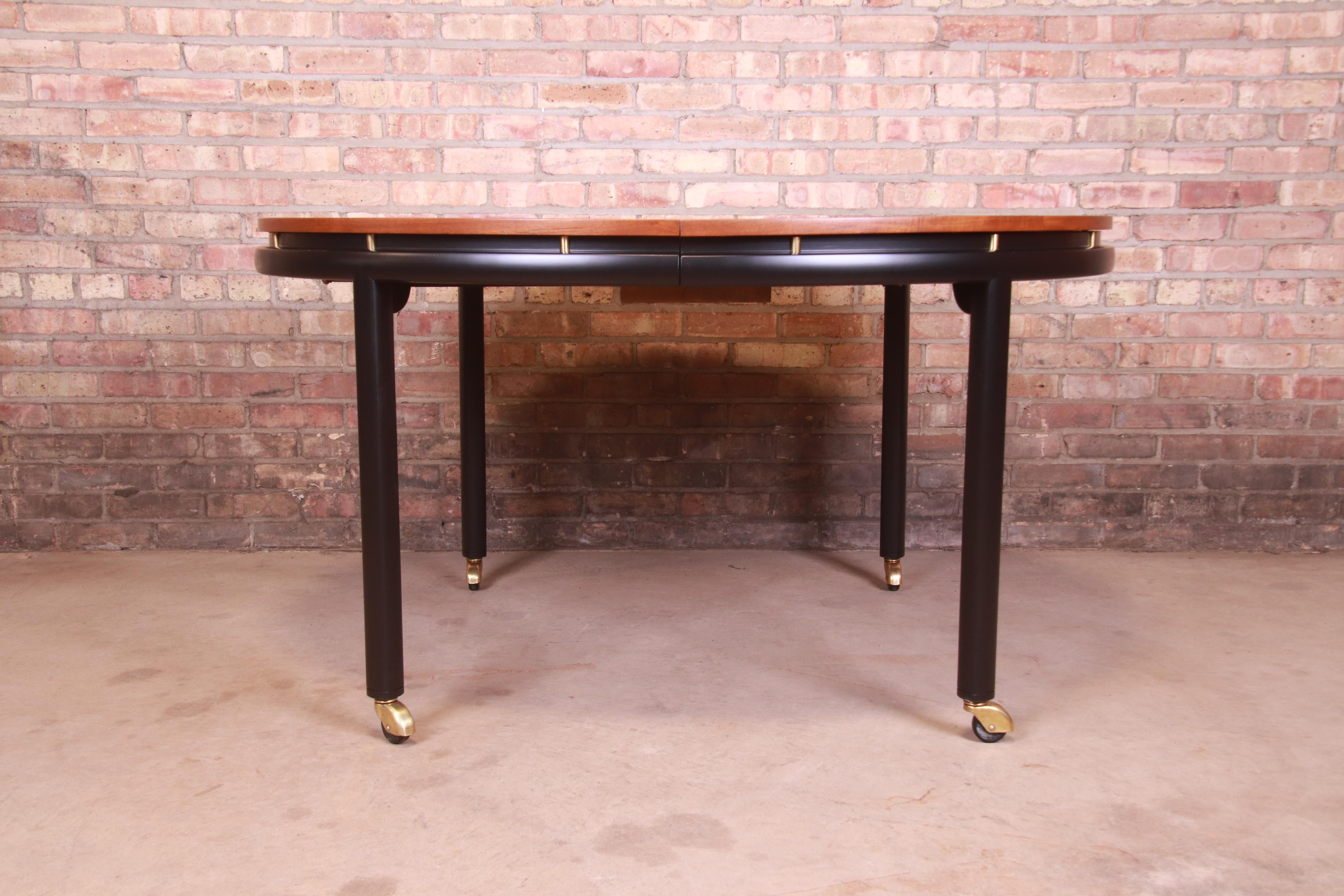 Michael Taylor for Baker Cherry and Black Lacquer Dining Table, Newly Refinished 10