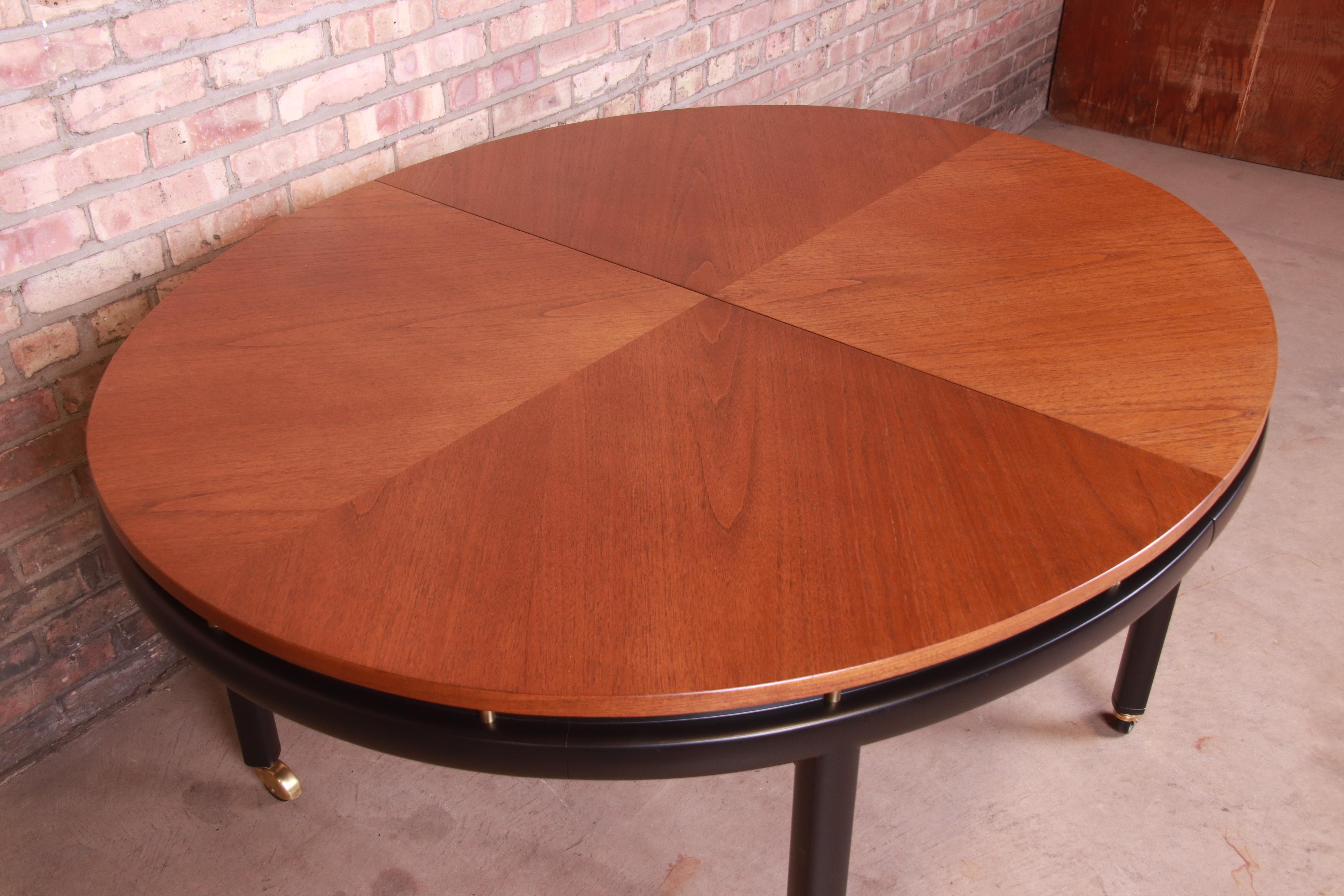 Michael Taylor for Baker Cherry and Black Lacquer Dining Table, Newly Refinished 12