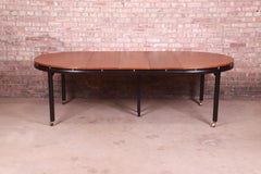 Michael Taylor for Baker Cherry and Black Lacquer Dining Table, Newly Refinished