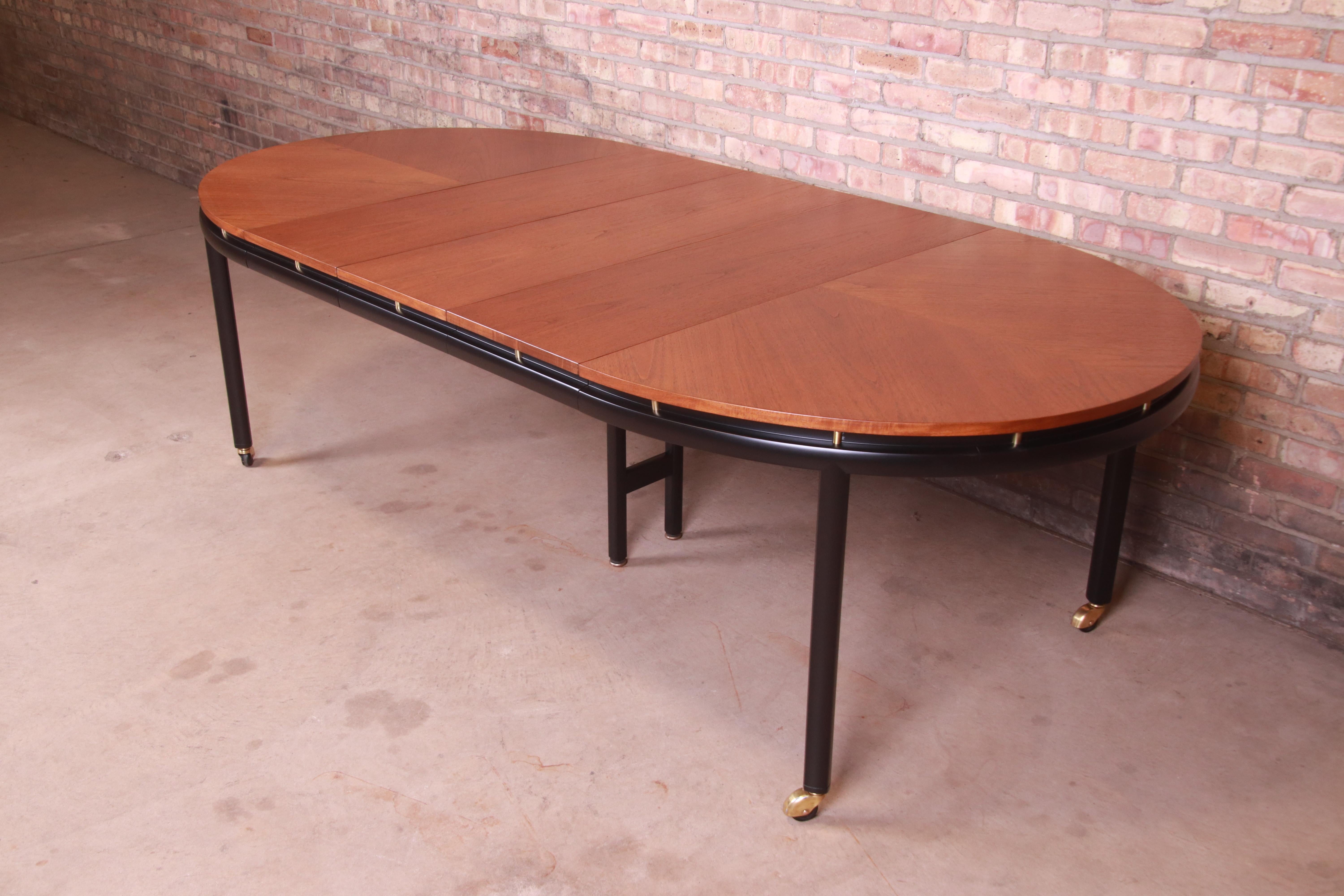 American Michael Taylor for Baker Cherry and Black Lacquer Dining Table, Newly Refinished