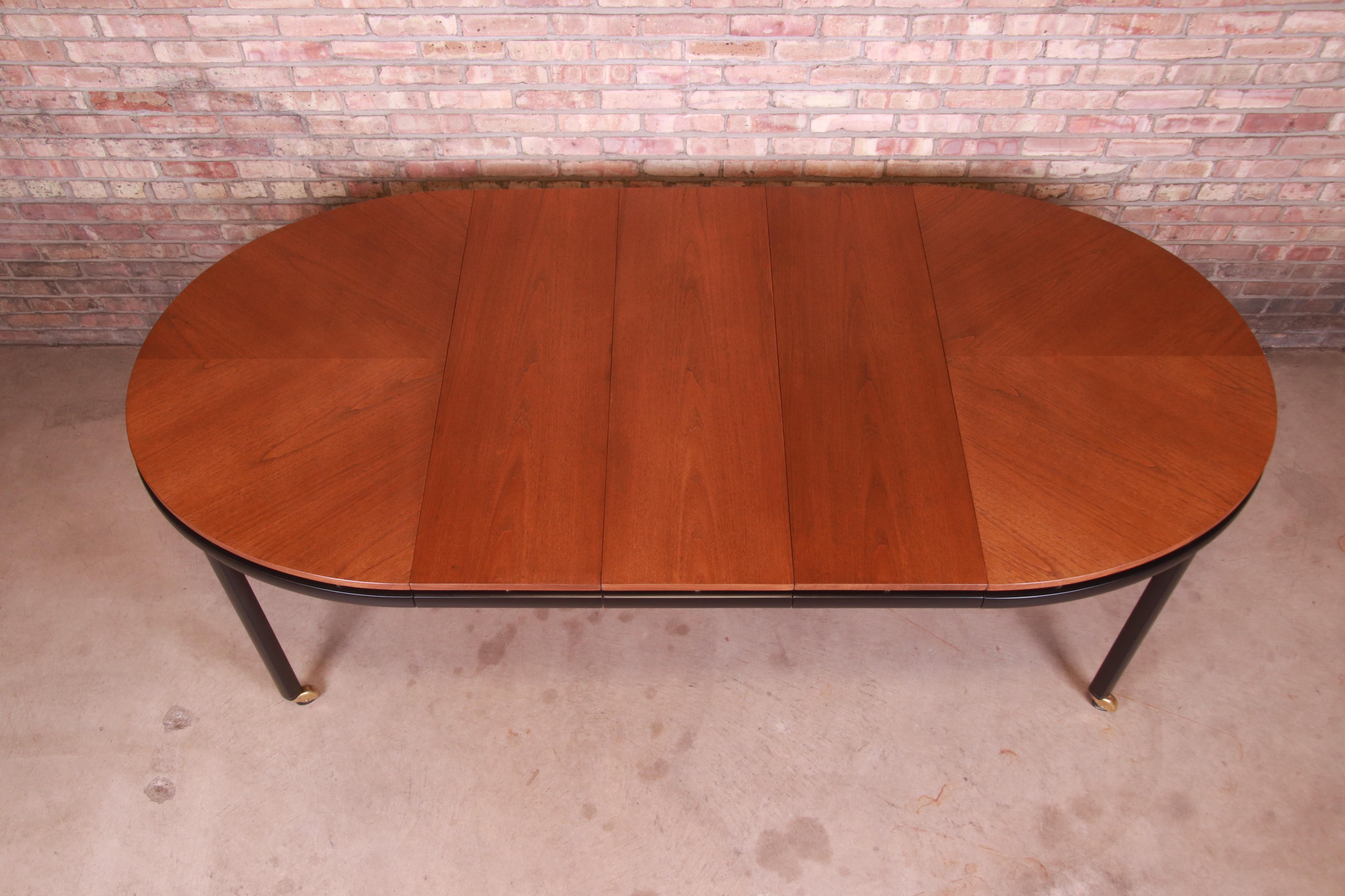 Mid-20th Century Michael Taylor for Baker Cherry and Black Lacquer Dining Table, Newly Refinished