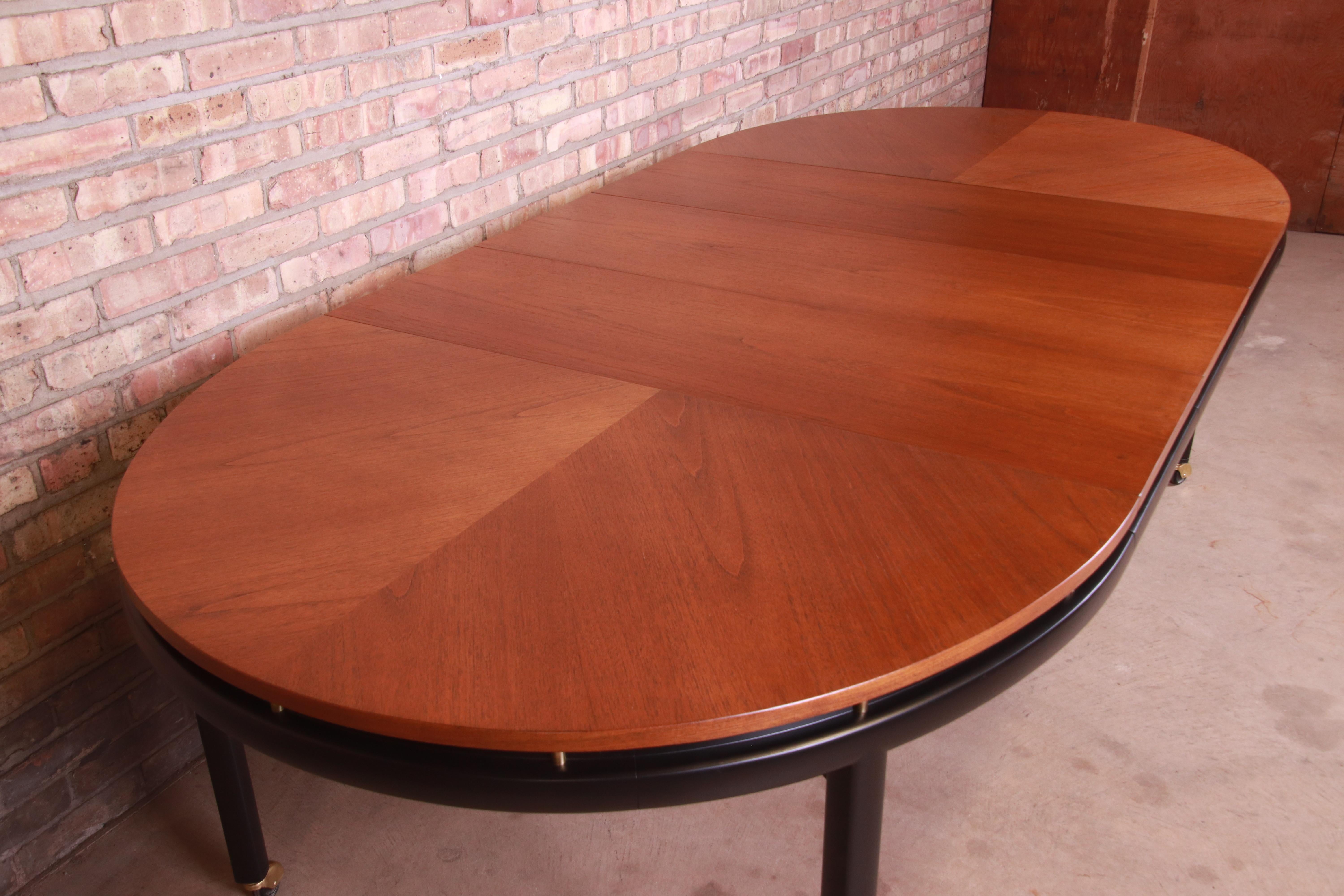Michael Taylor for Baker Cherry and Black Lacquer Dining Table, Newly Refinished 1