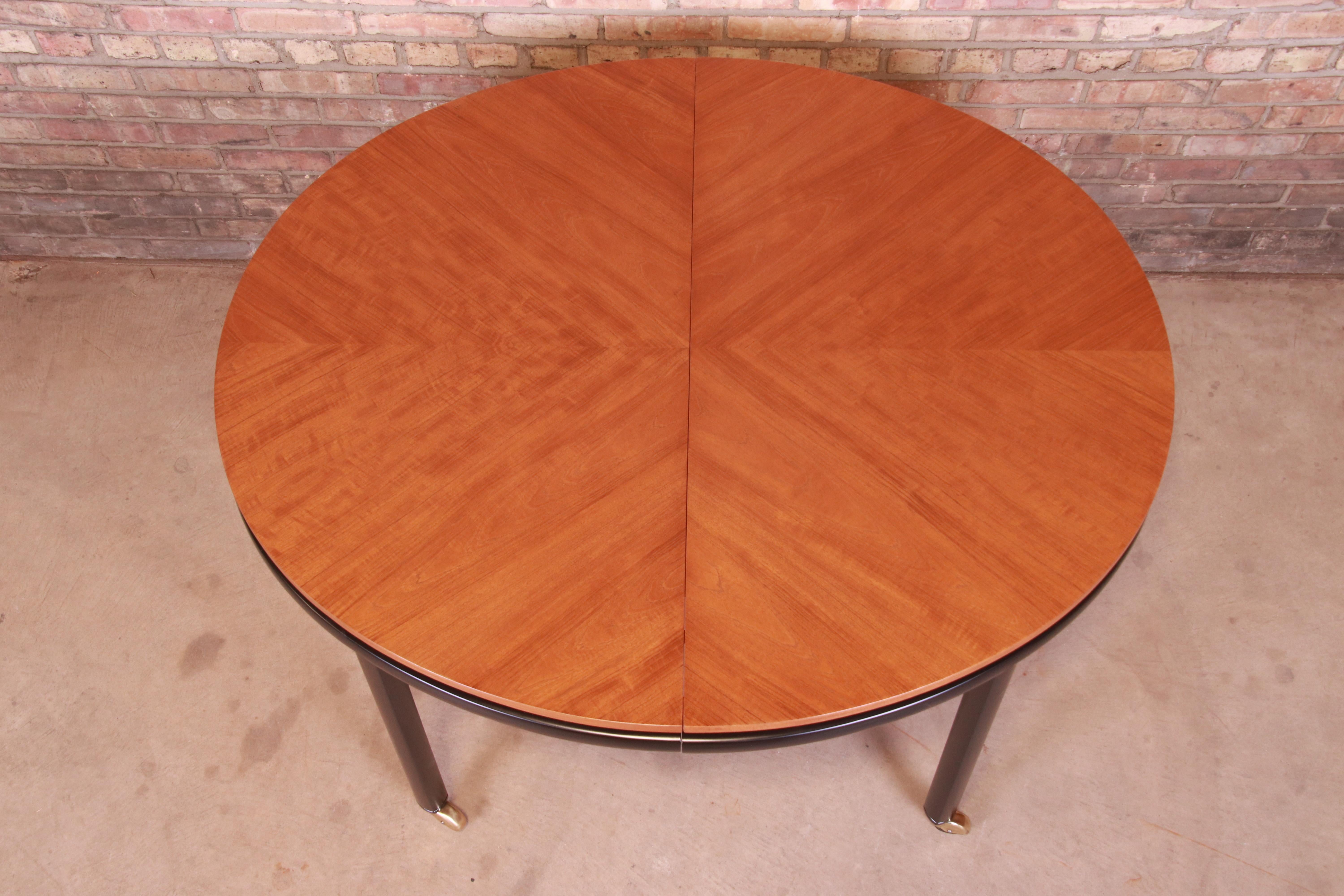 Michael Taylor for Baker Cherrywood and Black Lacquer Dining Table, Refinished 8