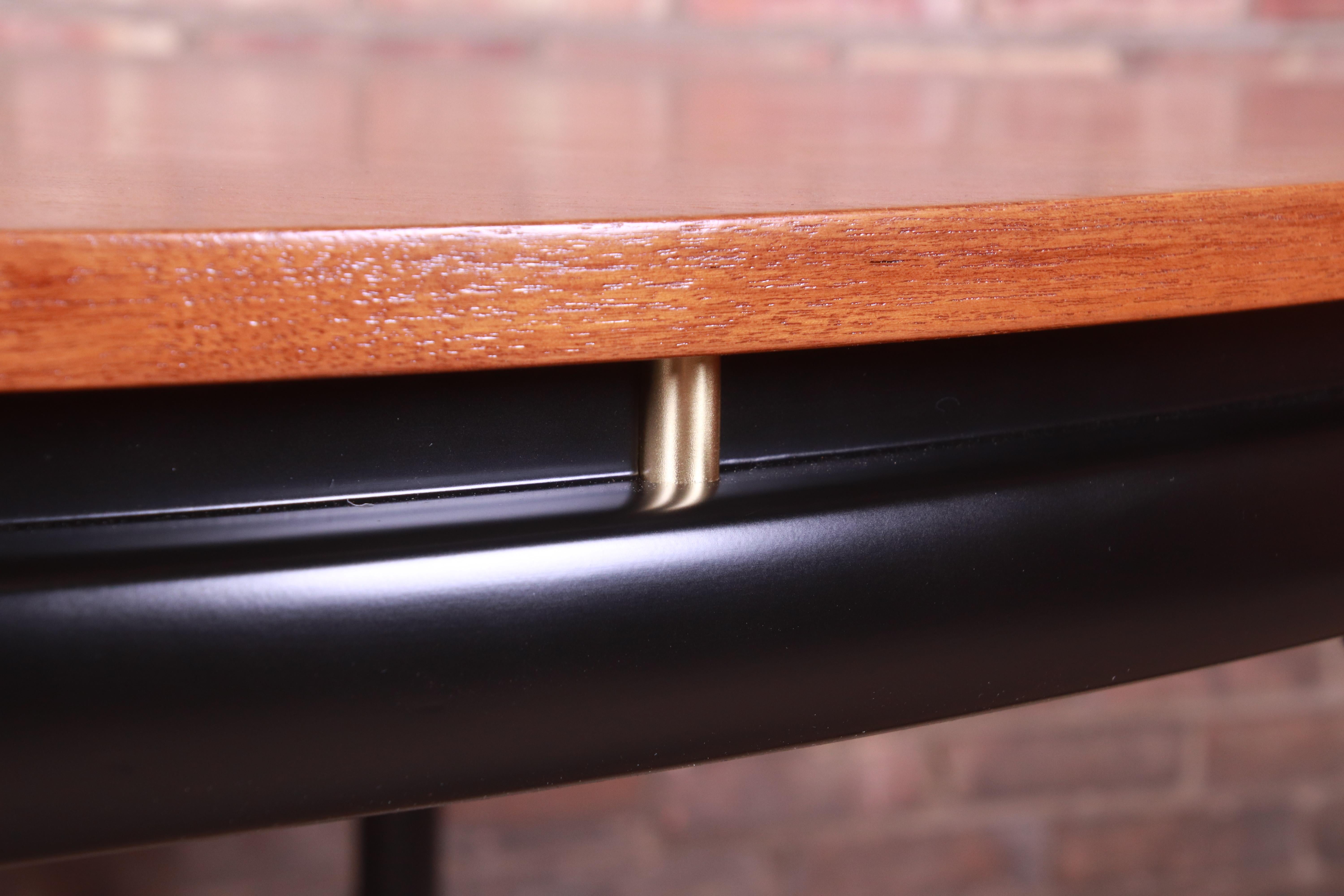 Michael Taylor for Baker Cherrywood and Black Lacquer Dining Table, Refinished 9