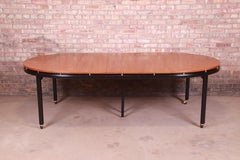Michael Taylor for Baker Cherrywood and Black Lacquer Dining Table, Refinished
