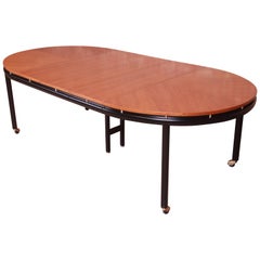 Michael Taylor for Baker Cherrywood and Black Lacquer Dining Table, Refinished