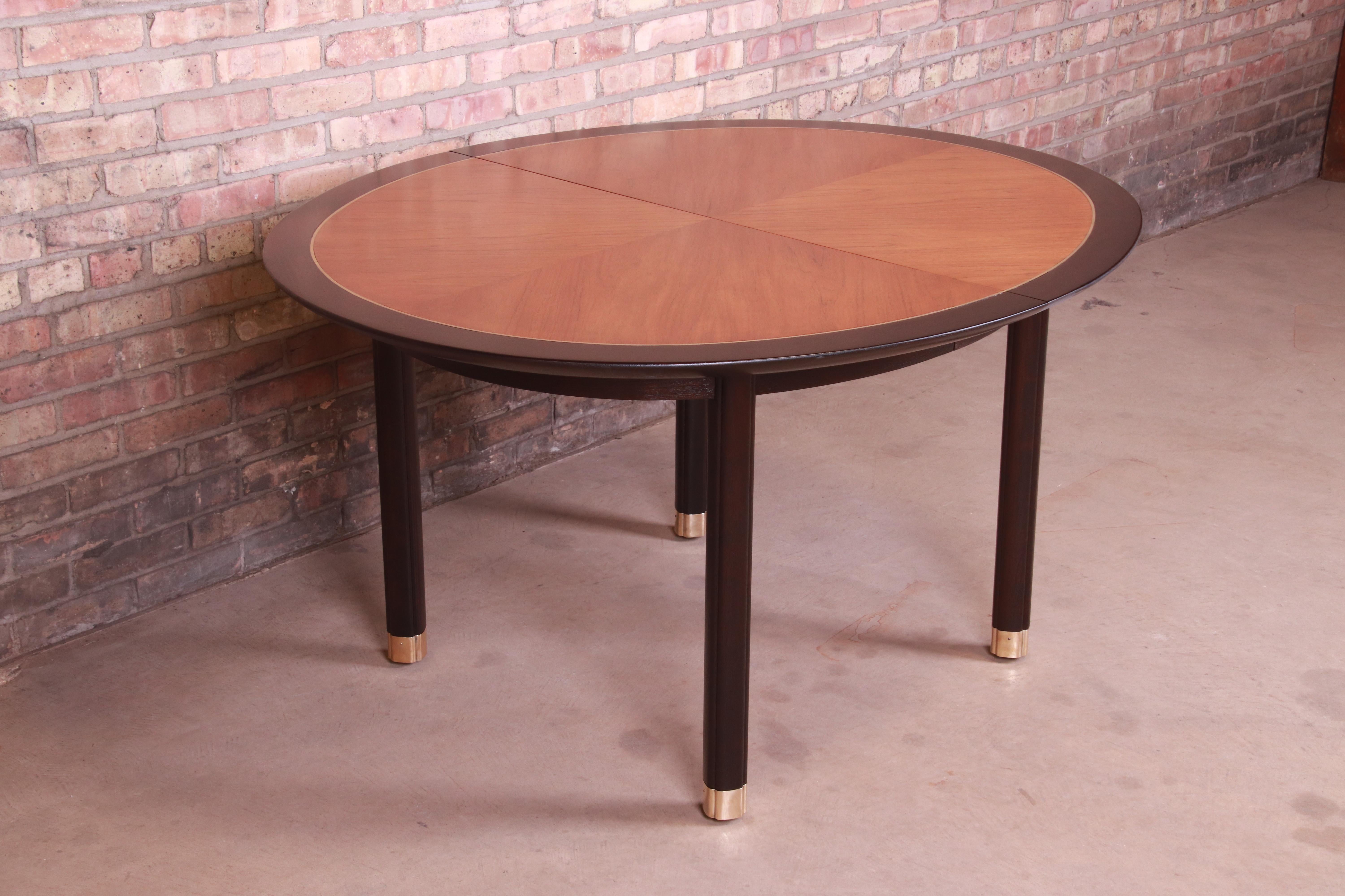 Michael Taylor for Baker Cherry Wood and Black Lacquer Extension Dining Table 3