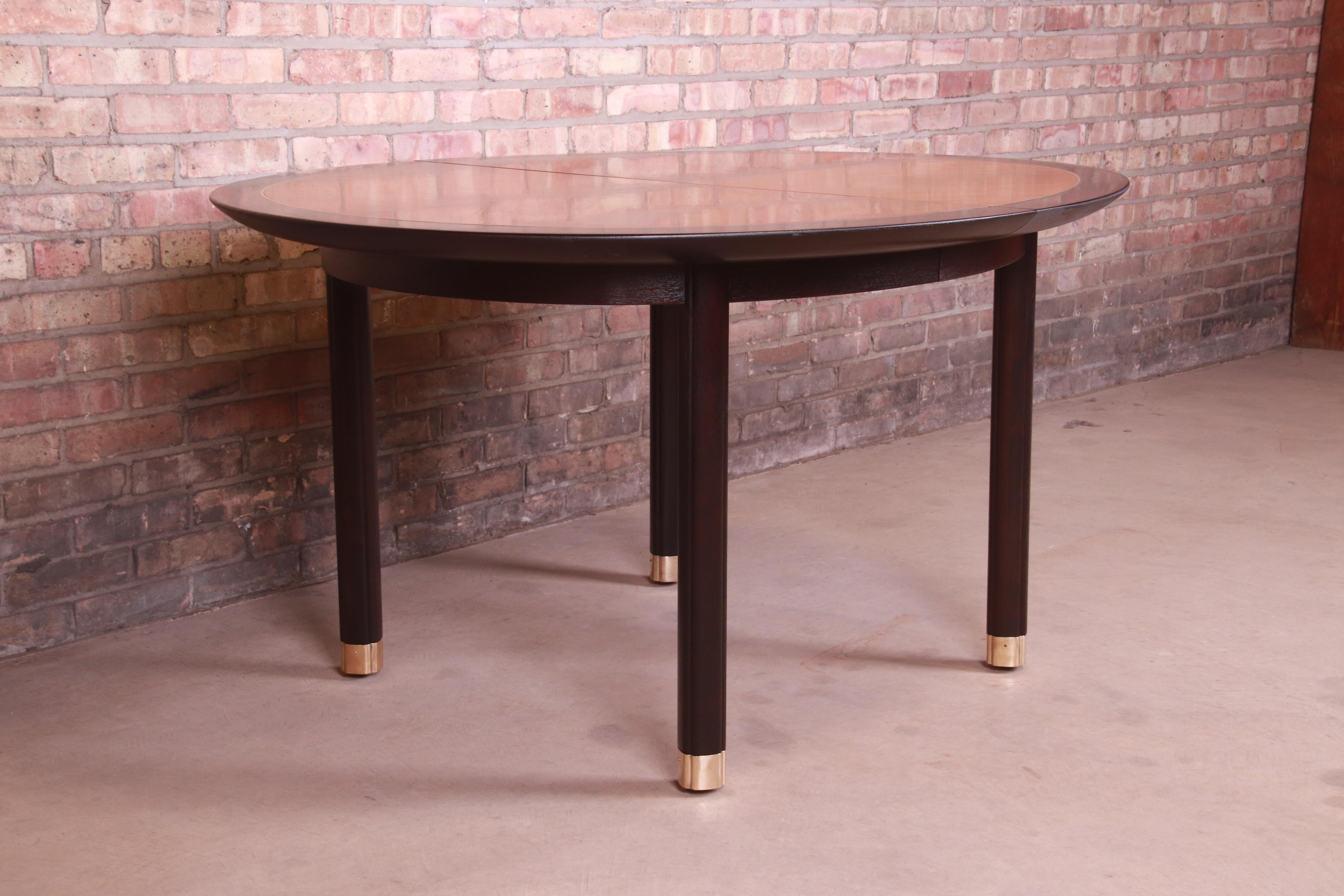 Michael Taylor for Baker Cherry Wood and Black Lacquer Extension Dining Table 4