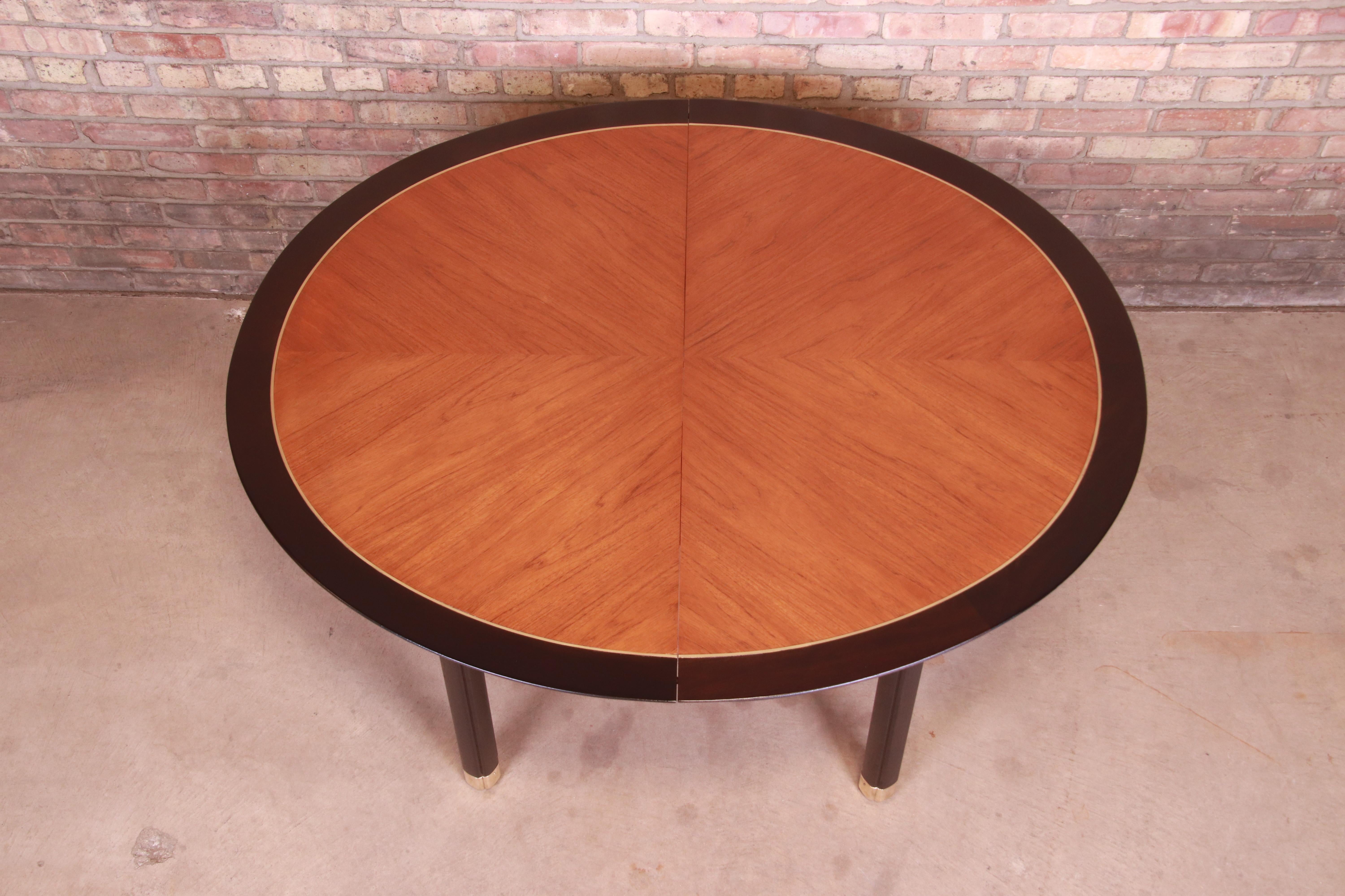 Michael Taylor for Baker Cherry Wood and Black Lacquer Extension Dining Table 5