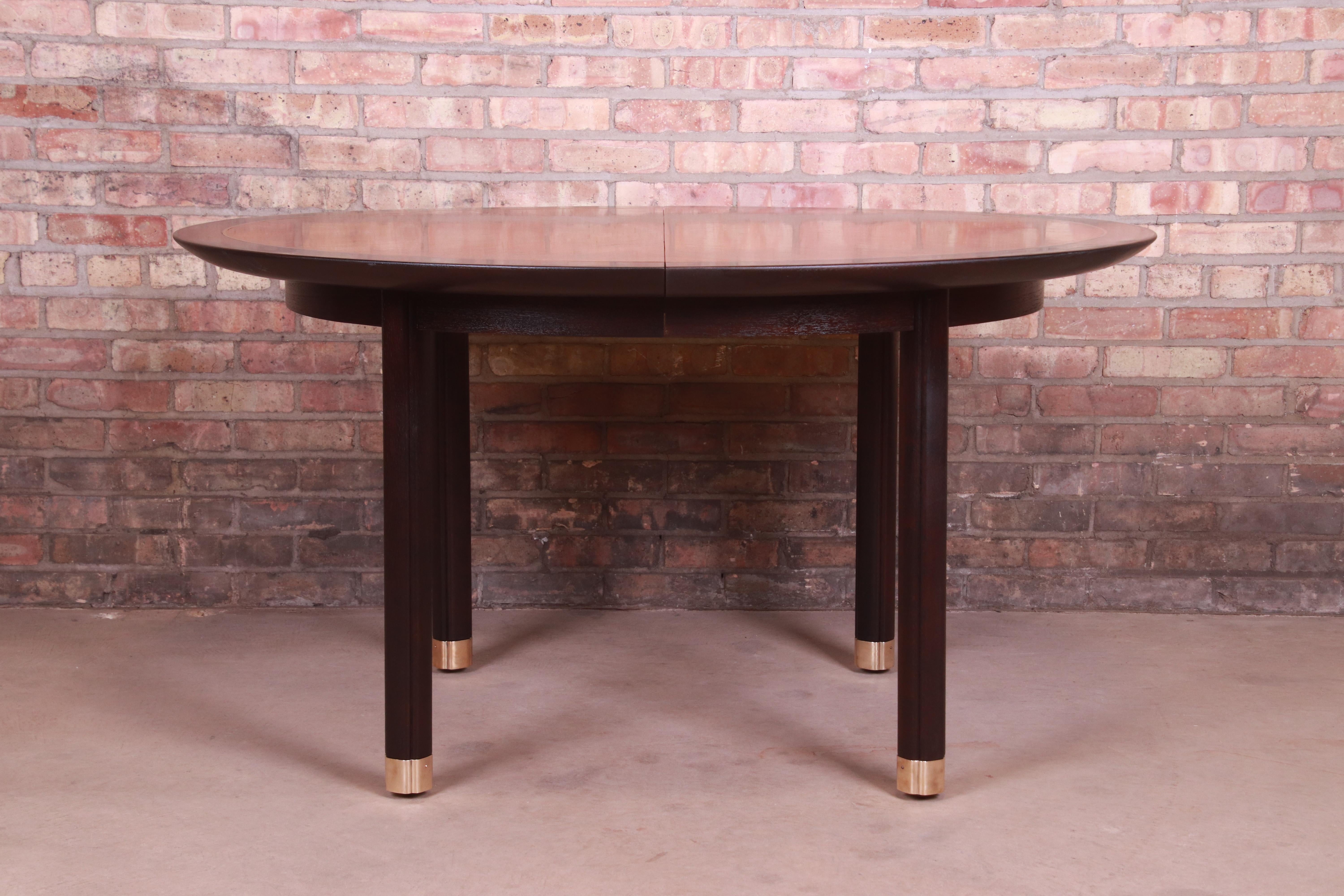 Michael Taylor for Baker Cherry Wood and Black Lacquer Extension Dining Table 6